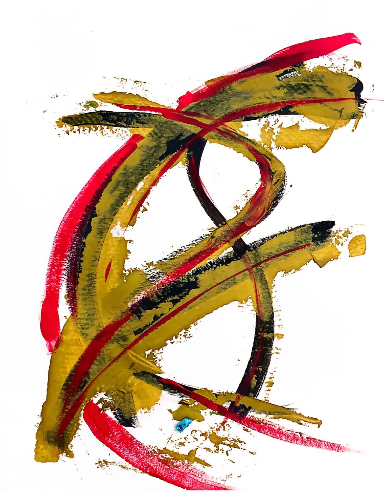 Red and Gold Bold «Energetic» 11 X 14″ Neo Abstract Acrylic Painting PAPER ART
