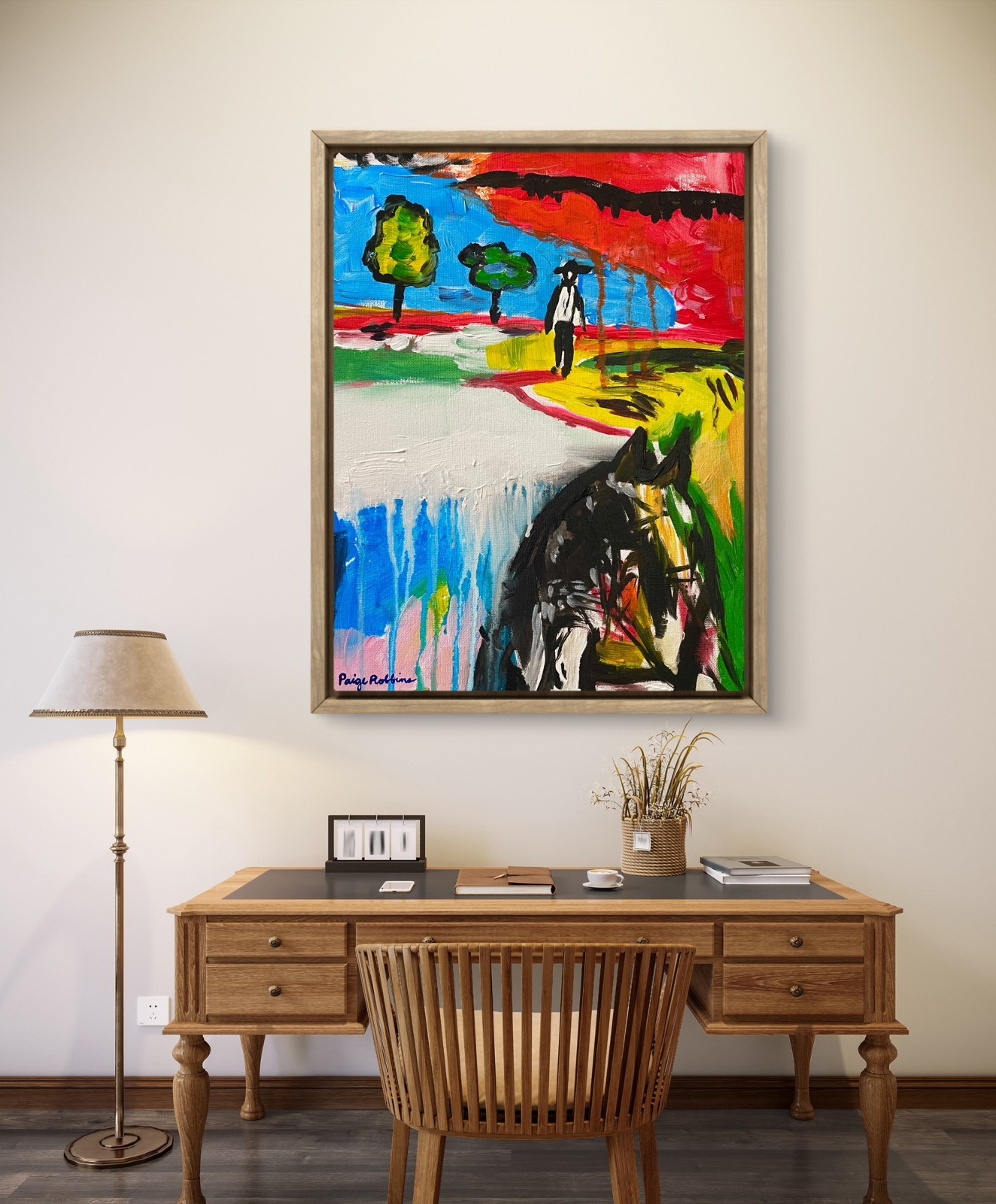 Abstract Expressionism Cowboy Horse 11×14 Western Canvas Painting