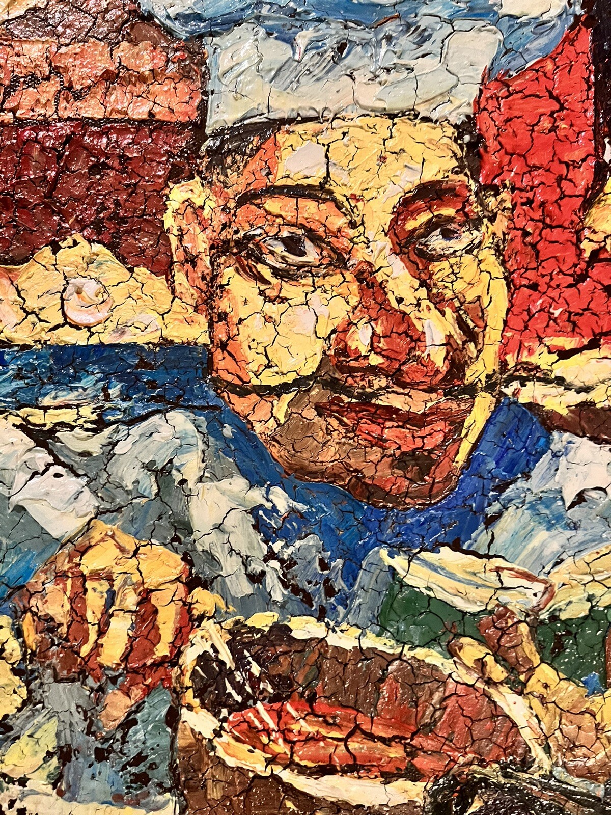 Original Artwork of Chef painting Mixed media Colorful Smile Happy Perfect Gift