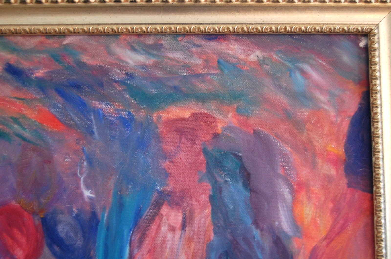 Vtg Framed Original Multicolor Surrealist Abstract Acrylic Oil Painting 20X16