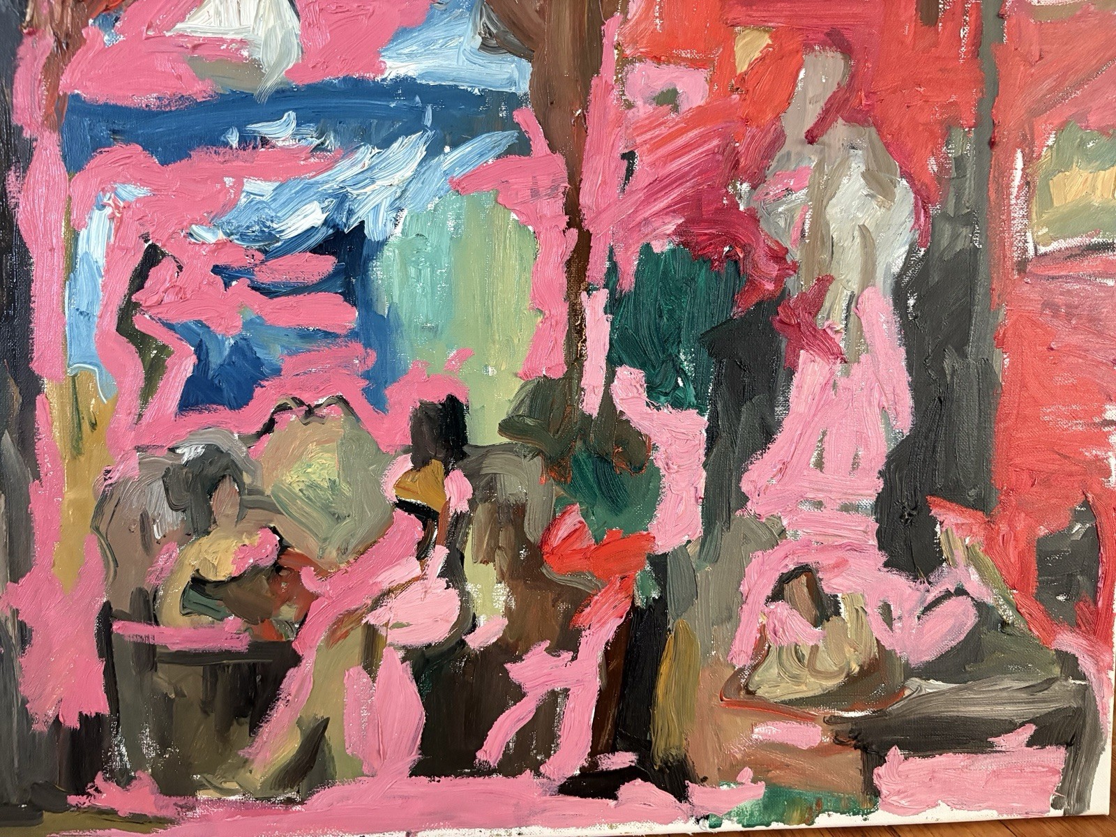 Abstract Cubism Interior With Figures Oil Painting On Canvas 20”x24” Modern Art