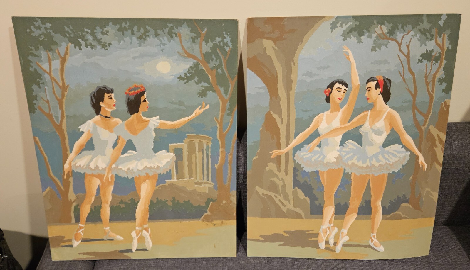 Set of 2x Paint-by-Number Paintings Ballerinas in Moonlight 16″ x 20″ Unframed