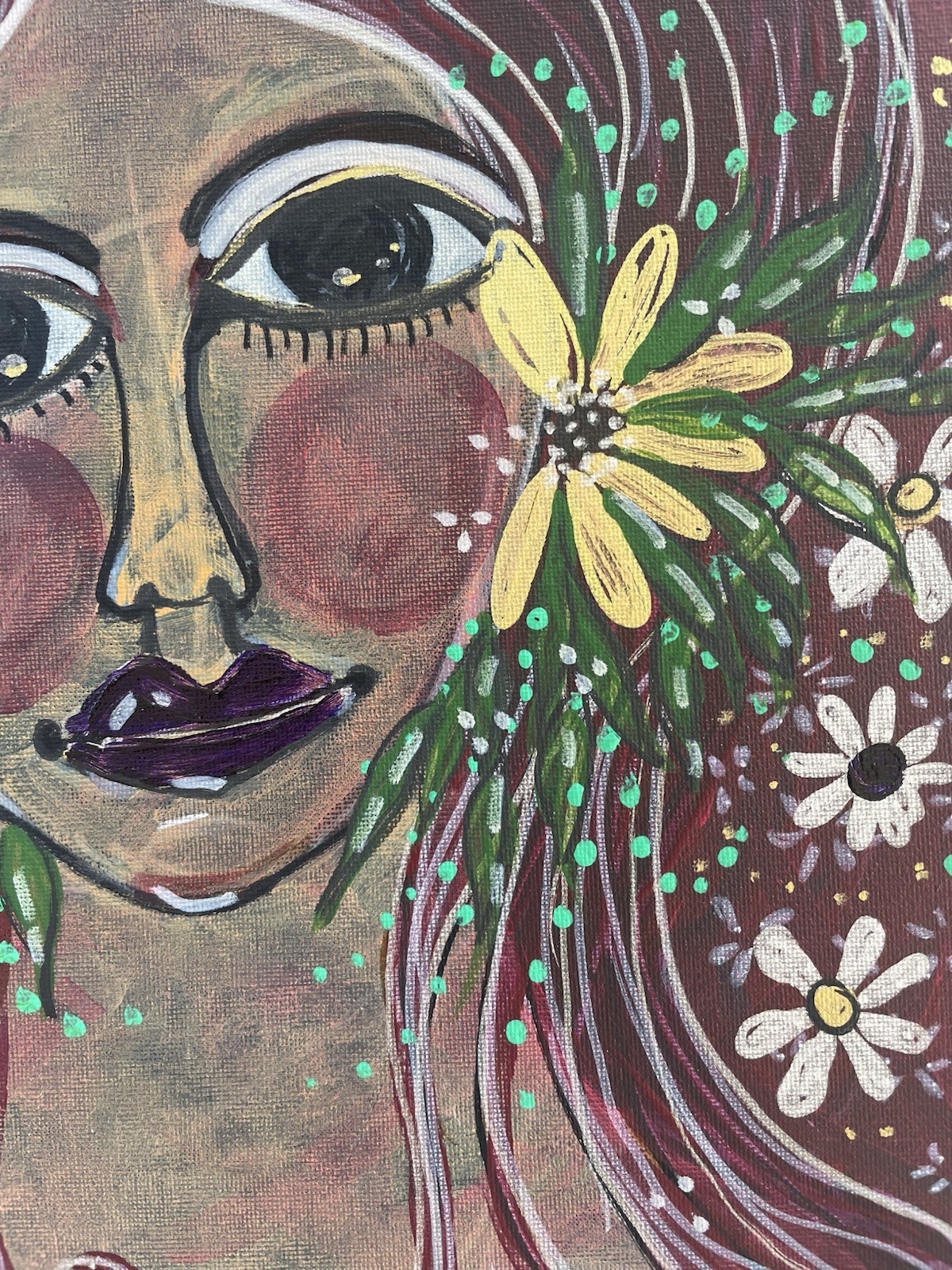 Acrylic Painting Original Canvas Fairytale Girl In Garden One Of A Kind Whimsy