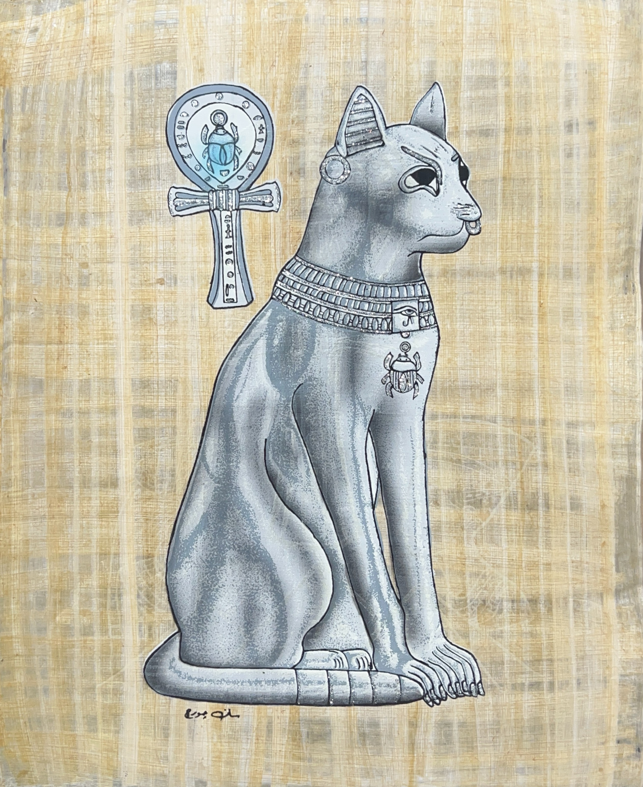 Bastet Cat Papyrus – Egyptian Goddess + Glow-in-Dark 12*17IN