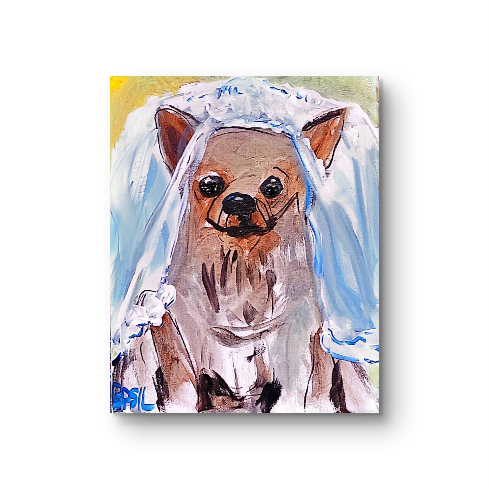 Chihuahua Bridzilla Original Expressionism Acrylic Abstract Canvas 11×14