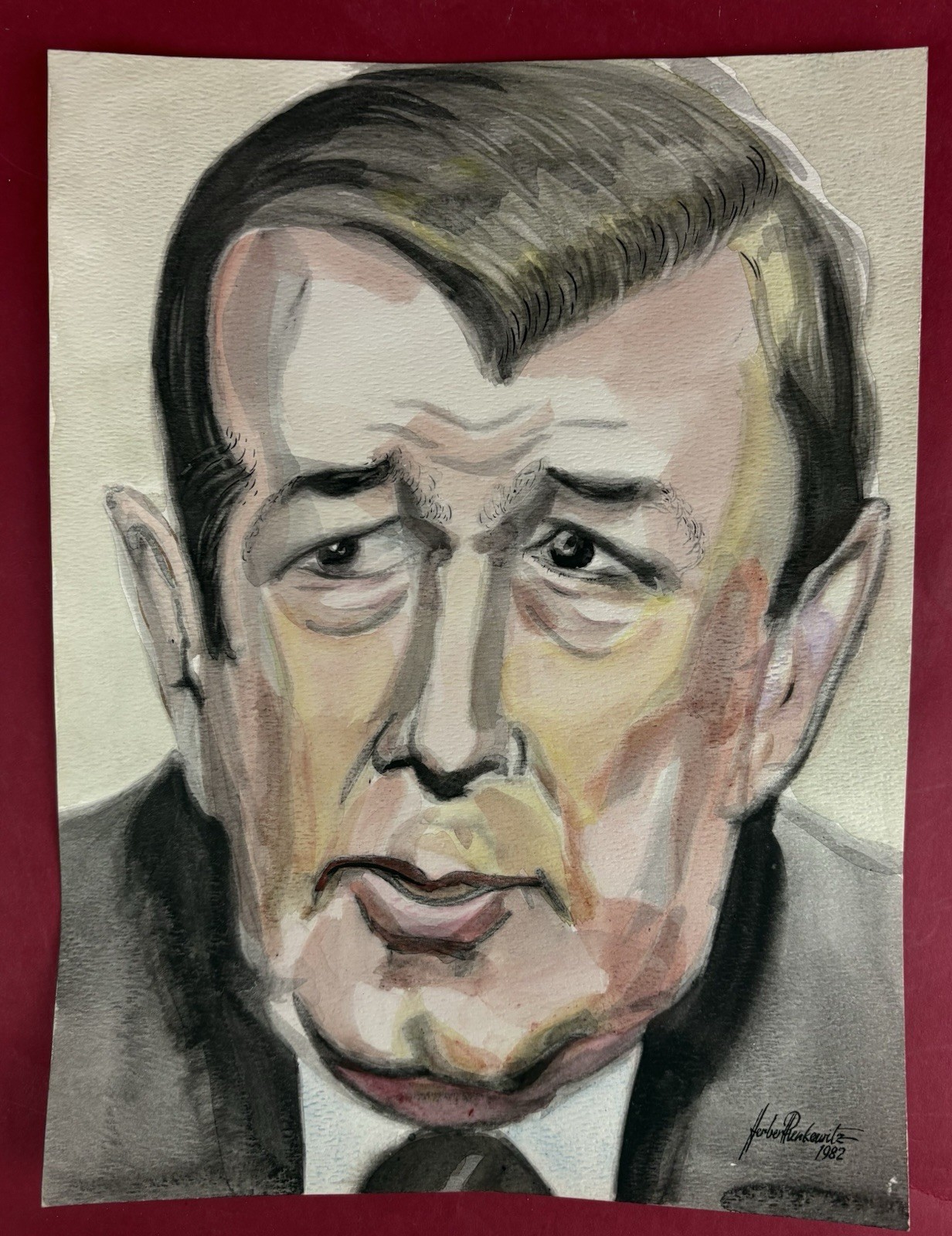 Donald Regan Watercolor Portrait Signed Dated Herbert Renkewitz Rare 1982