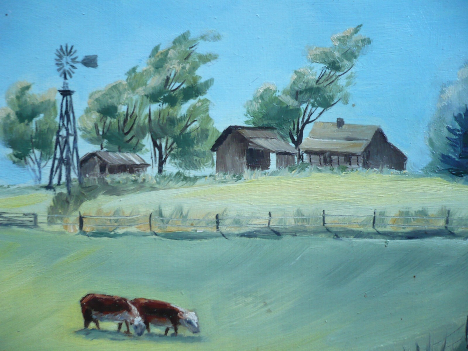 ARNOLD SODERHOLM VINTAGE COWS LANDSCAPE CA IMPRESSIONIST COLORISM PRIMITIVE OIL