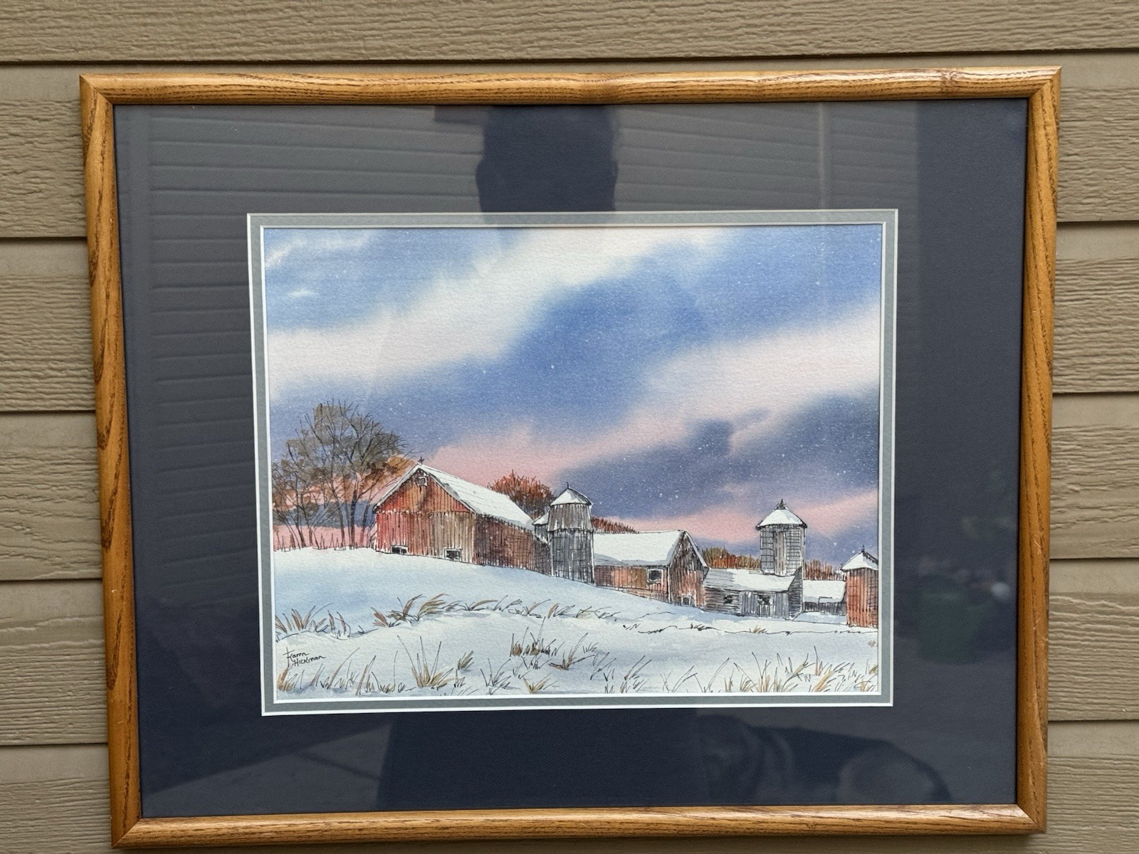 Karen Hickman Org Watercolor Painting Winter Country Western Barn Idaho Artist
