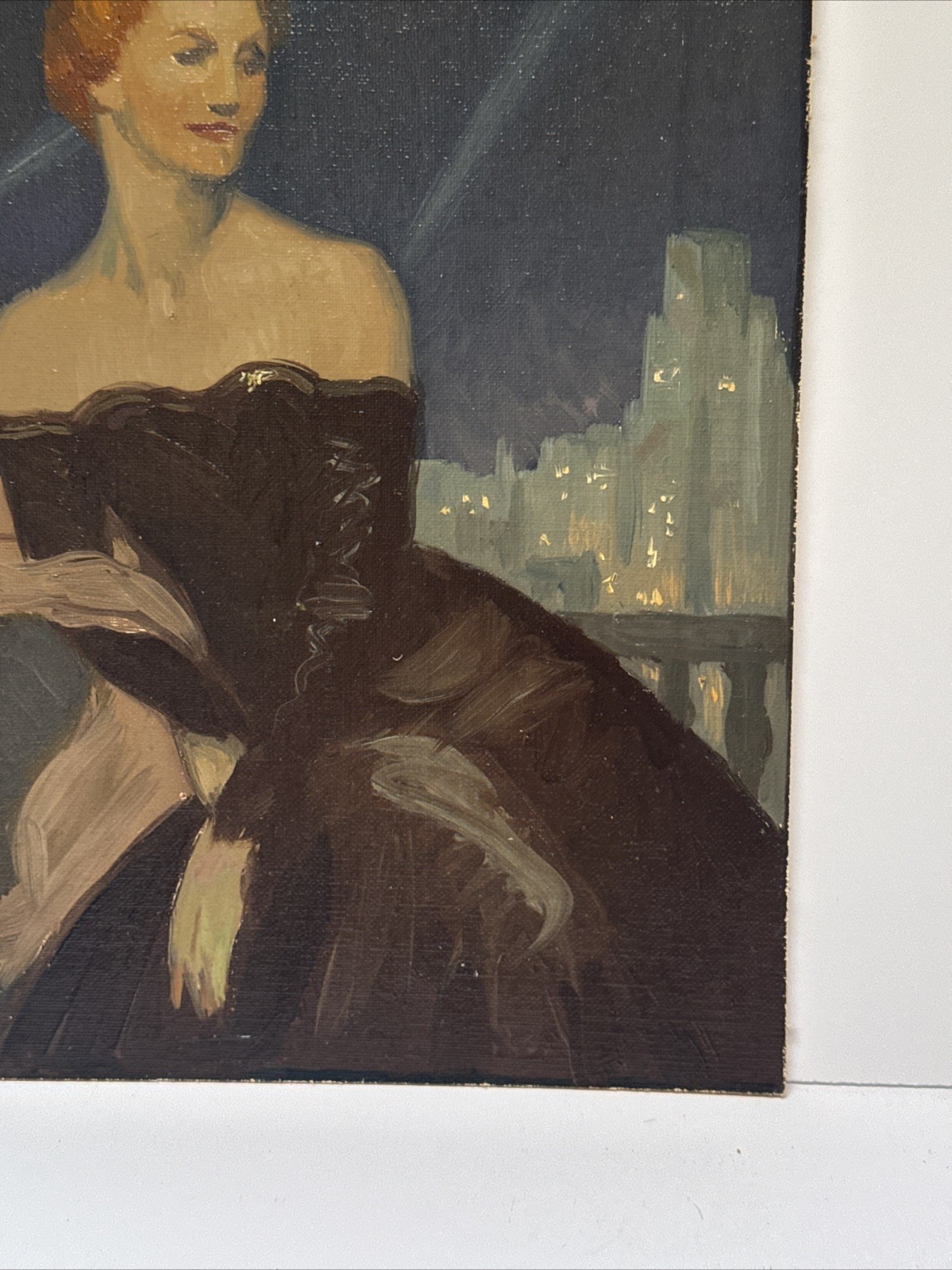 Antique Painting Portrait Woman Women Female Model Art Deco Cityscape Mystery