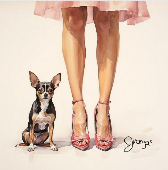 Watercolor Chihuahua Painting Art Print 8.5×11