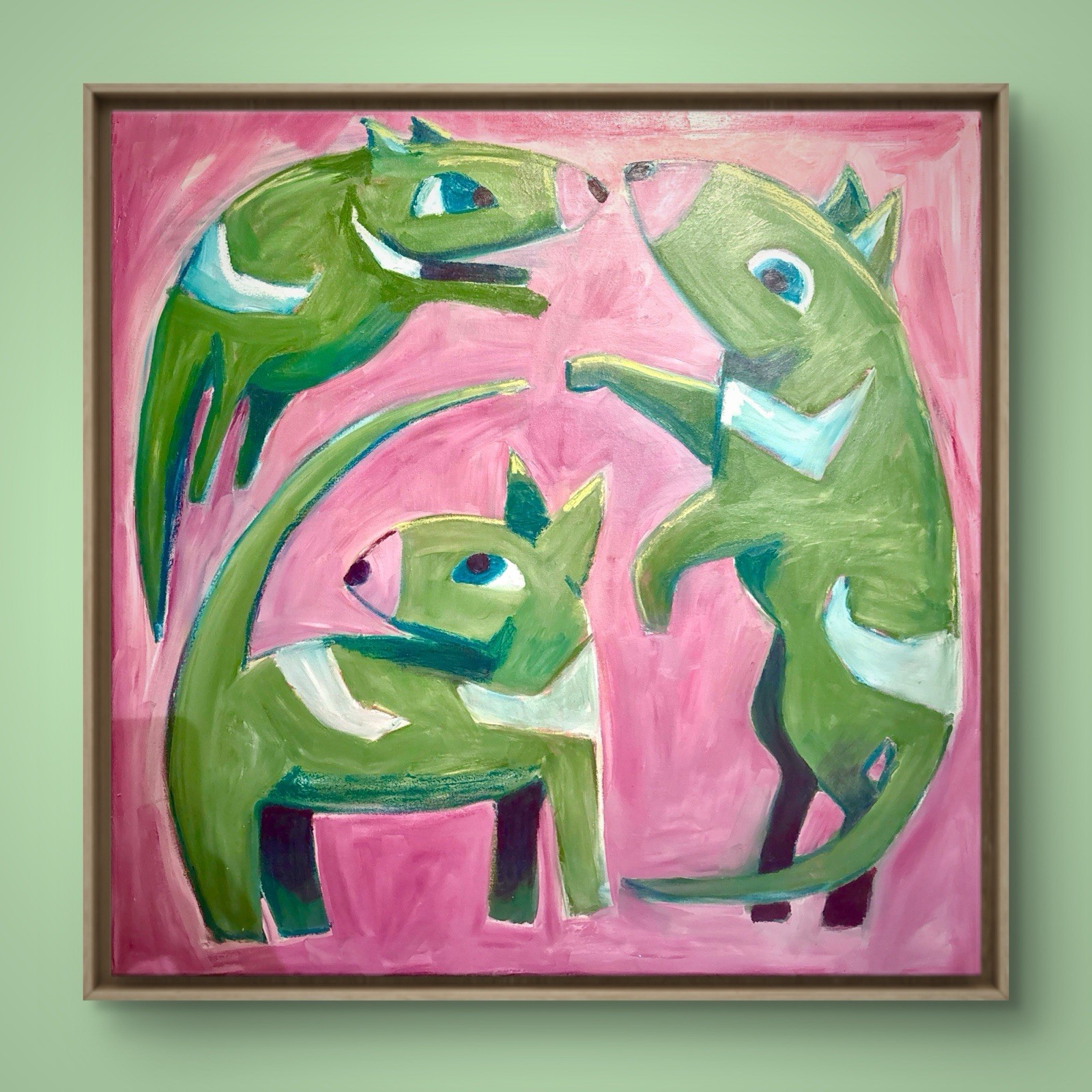 PORTIA Tasmanian Devils Play 100x100cm Oil on Canvas Original Painting Tasmania