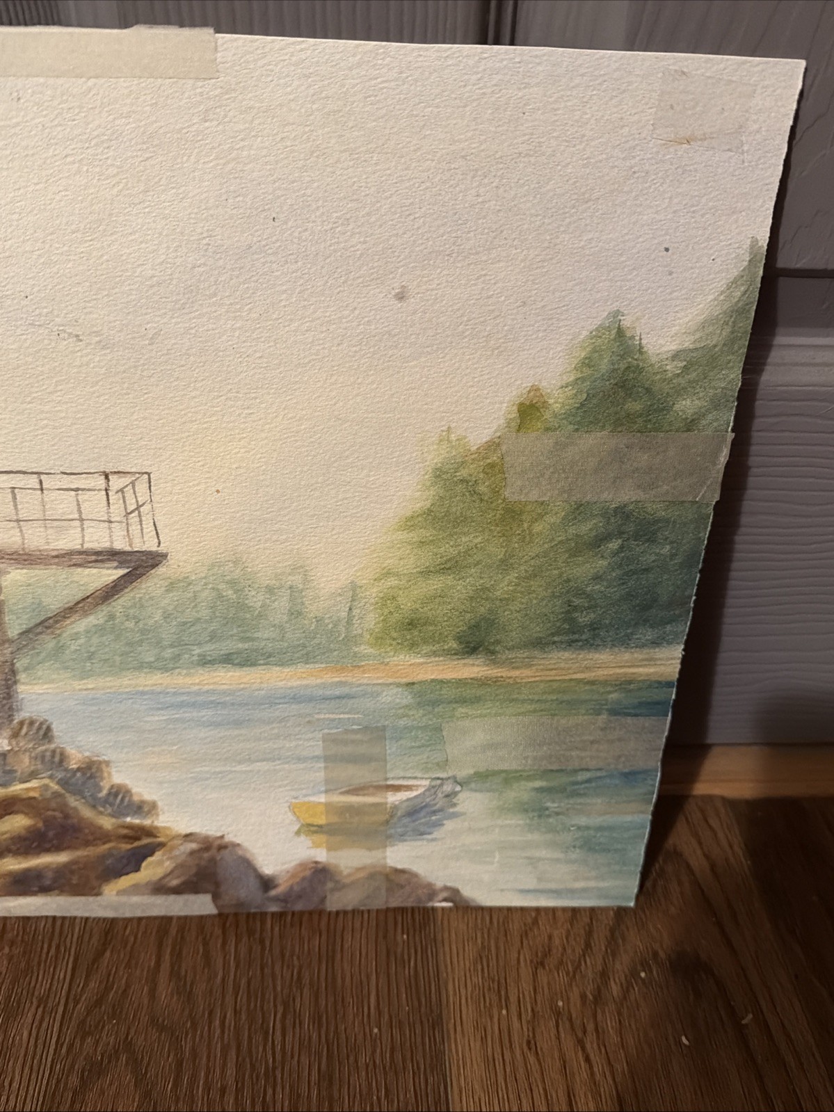 Original 1983 Phyllis Wright Watercolor Double-Sided Landscape Princeton Artist