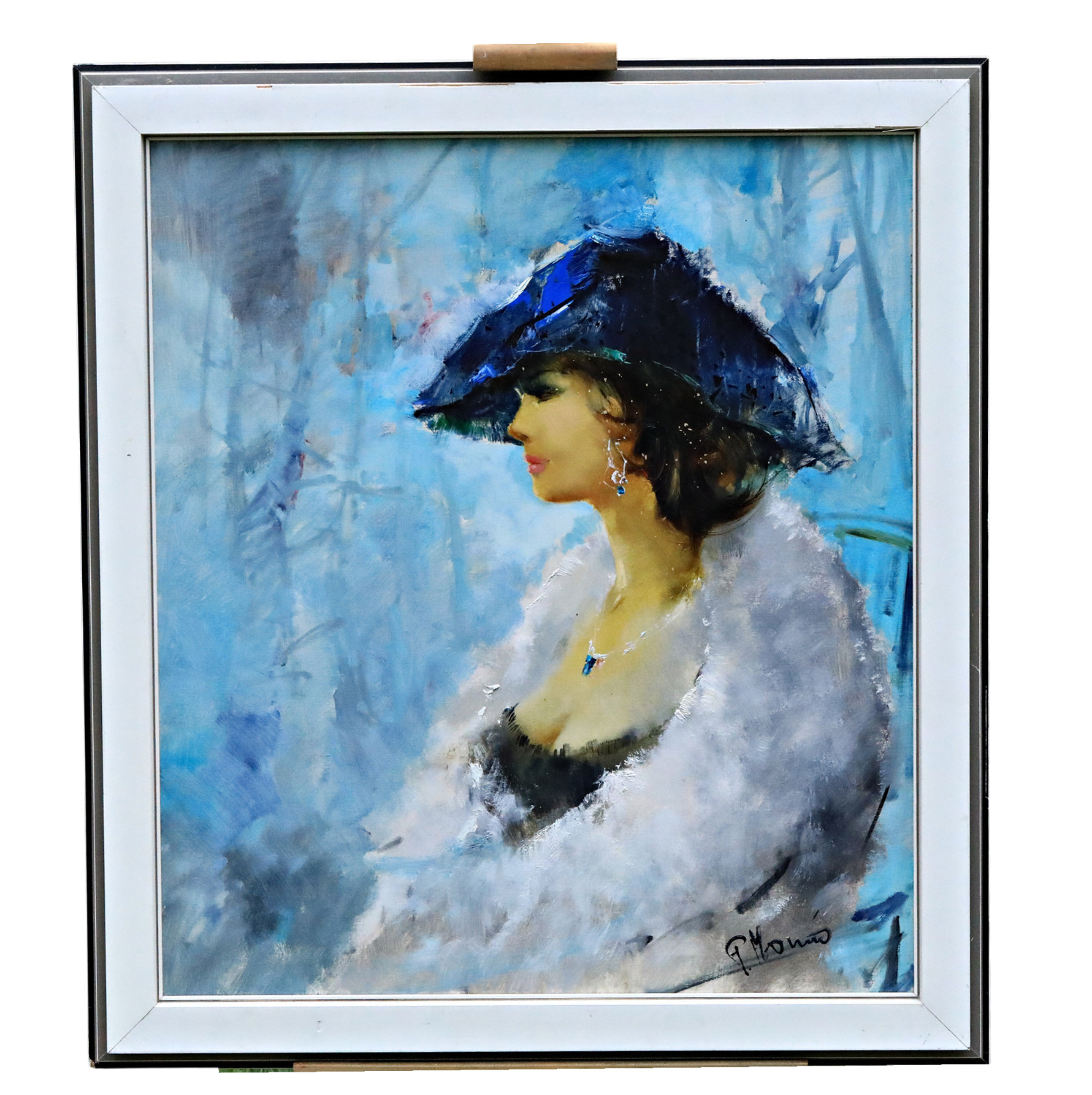Ingfried Paul Henze-Morro Women’s Portrait with Hat Oil on Canvas Signed