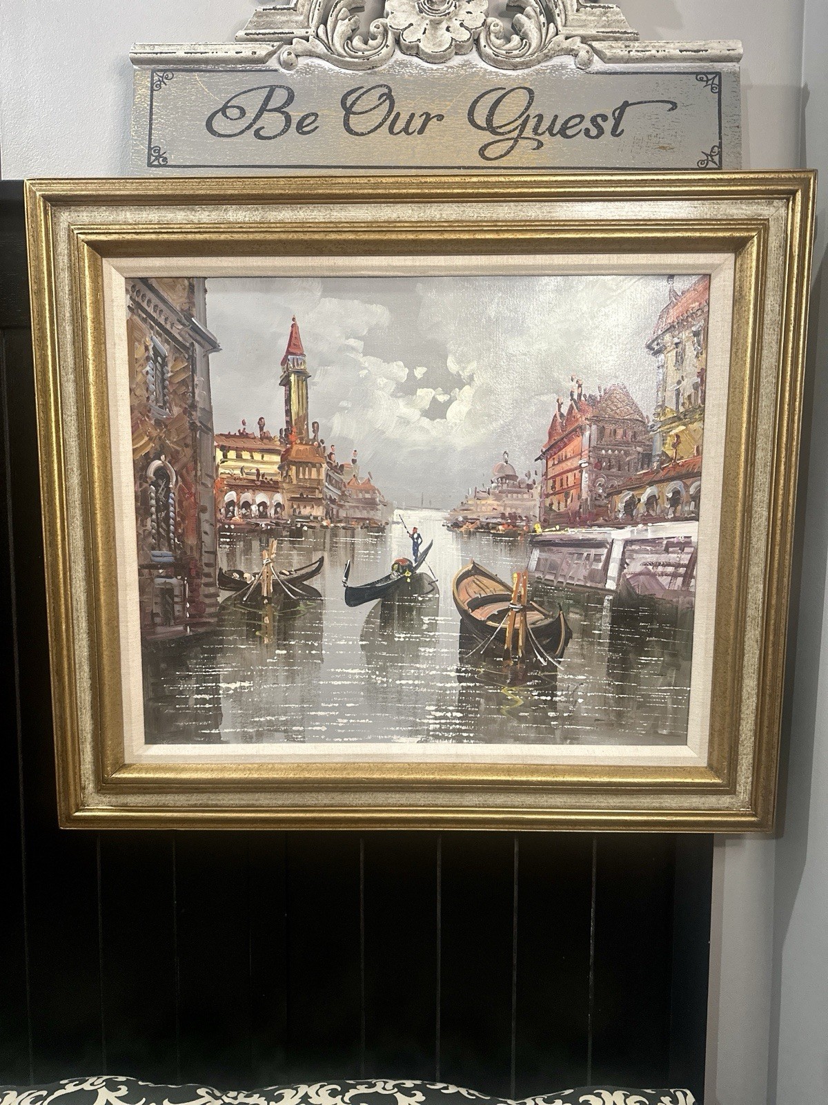 Mid 20th Century Signed Antonio DeVity Original Oil Painting Venice Italy 27×31