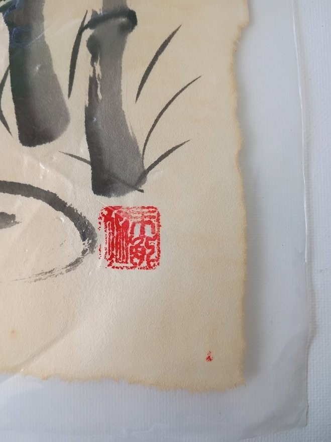 9″x5″ Vintage Chinese Bamboo Painting Ink/Watercolor on Paper READ DESCRIPTION