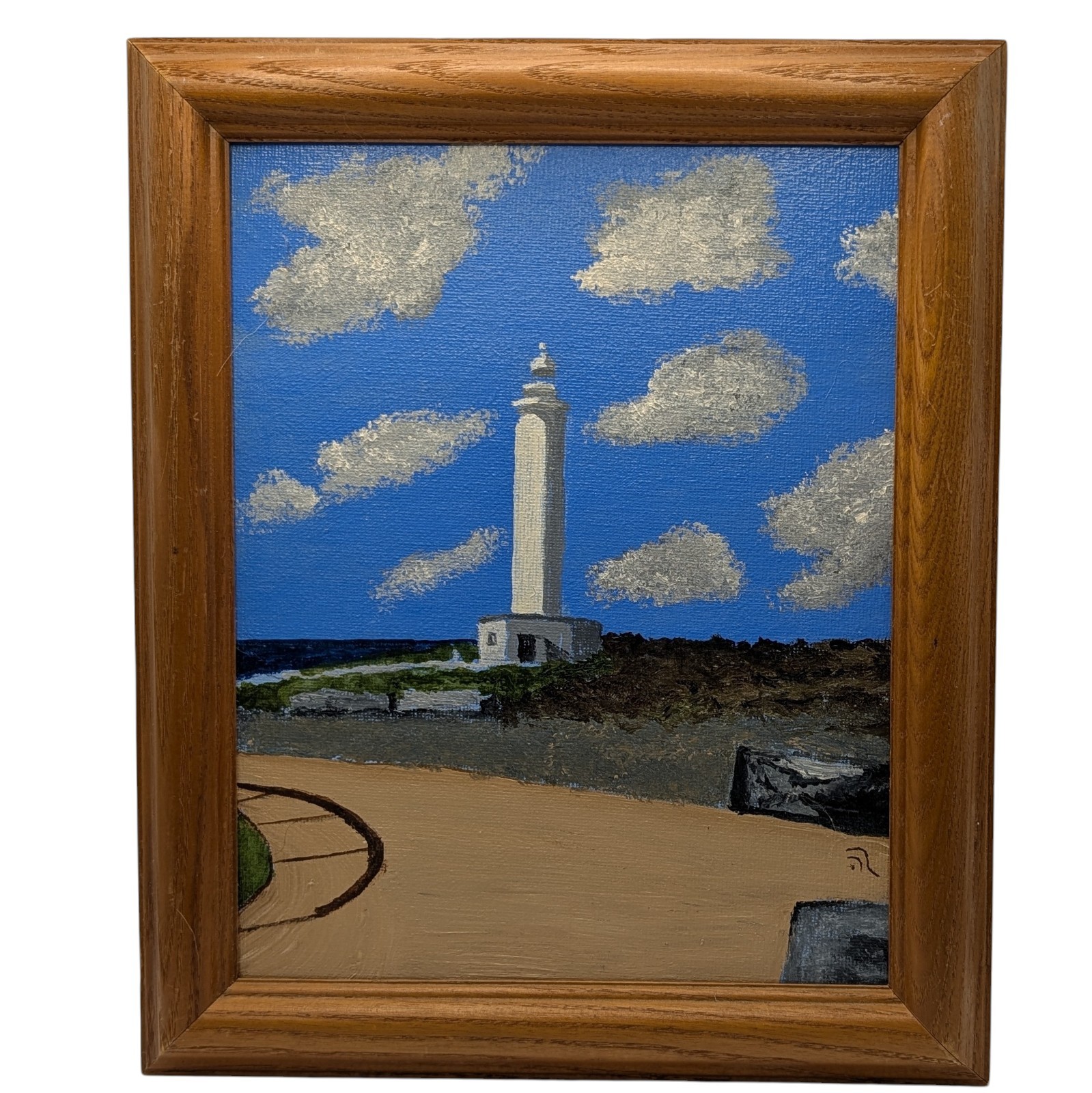 Original Oil Painting Canary Island Spain Lighthouse Framed By Robert Lantz 8×10