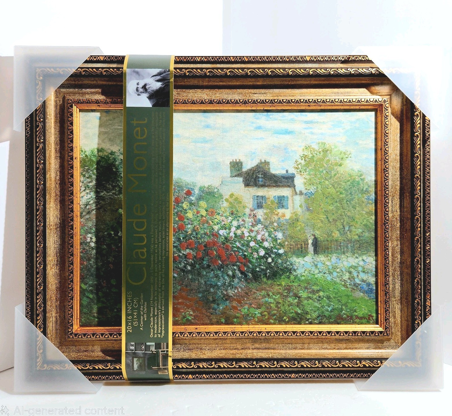 Monet Artist’s Garden at Argenteuil Canvas 20×16 Textured Framed Art Reproduct