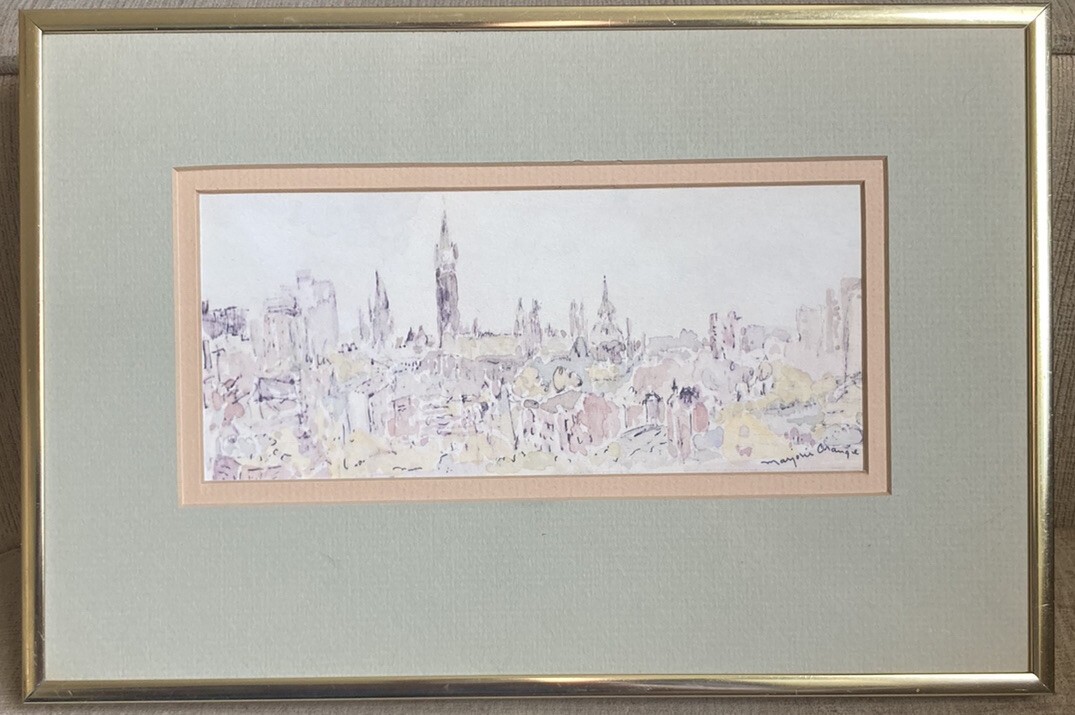 Framed Matted Original Watercolor Art Signed by Canadian Artist Marjorie Orange