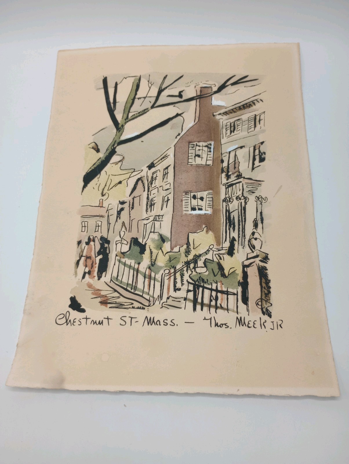 Thomas Meek Jr «Chestnut St. – Mass.» – ORIGINAL WATERCOLOR, unframed