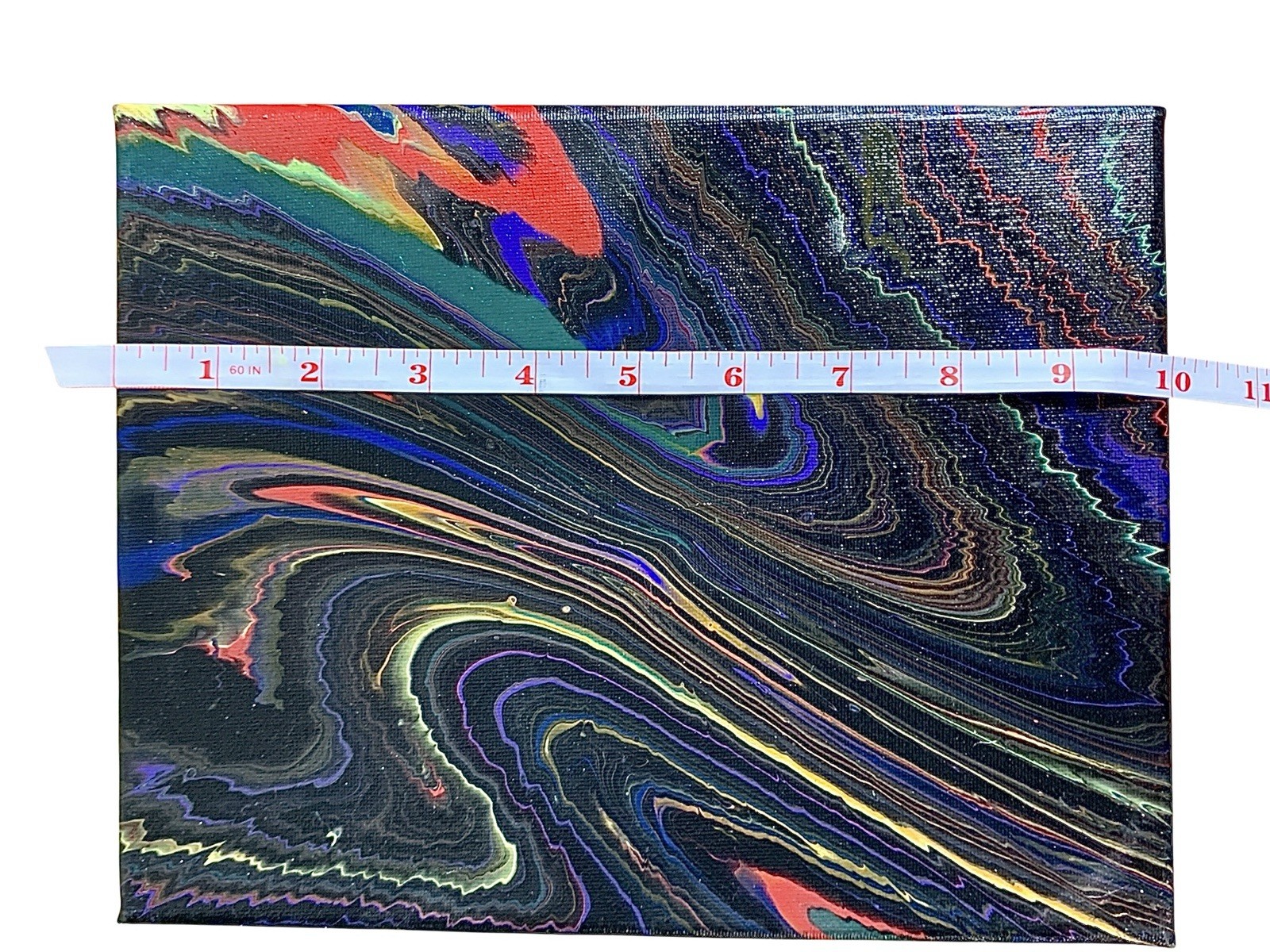 Original Fluid Abstract Drill Spin Art Acrylic Pour Painting on Canvas Signed