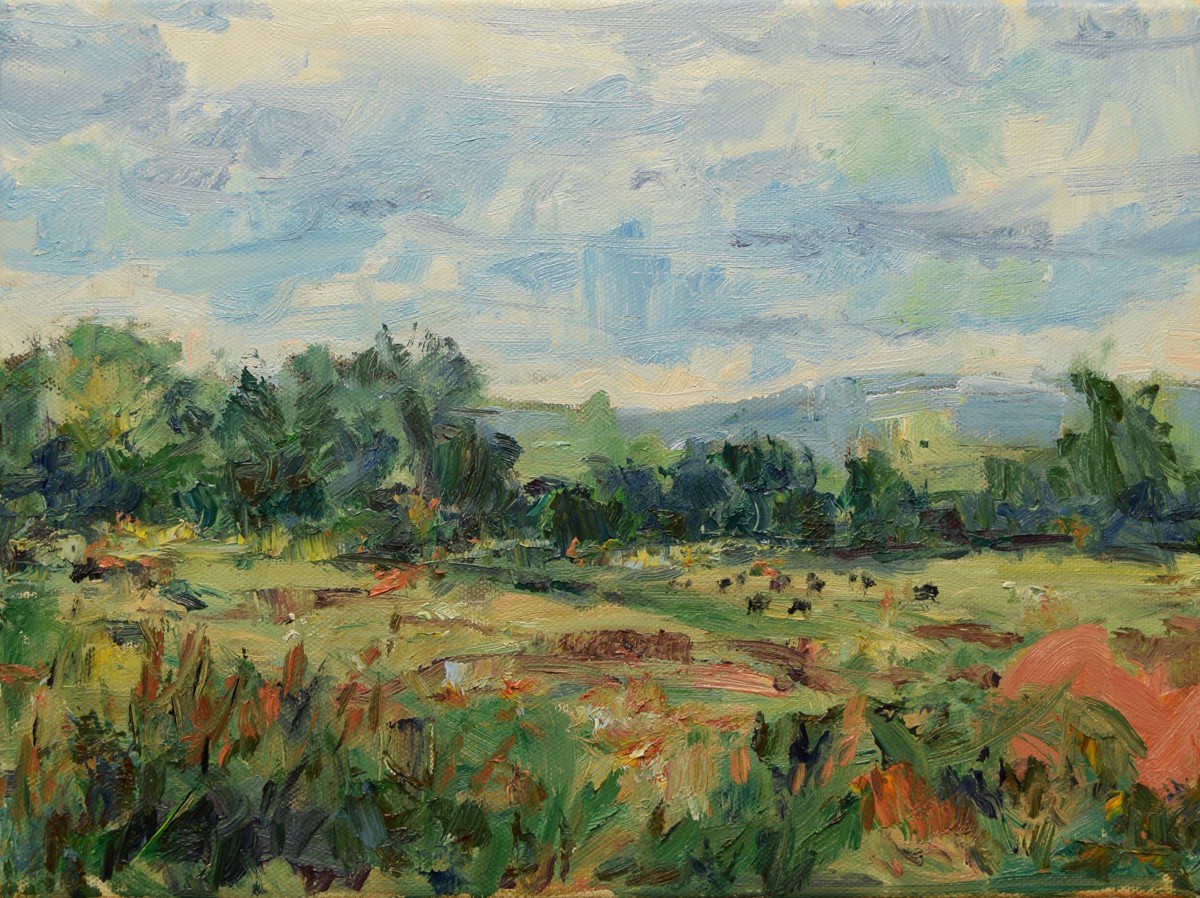 Art Original Oil Painting by RM Mortensen «Grazing» Pasture Farm Land Cows