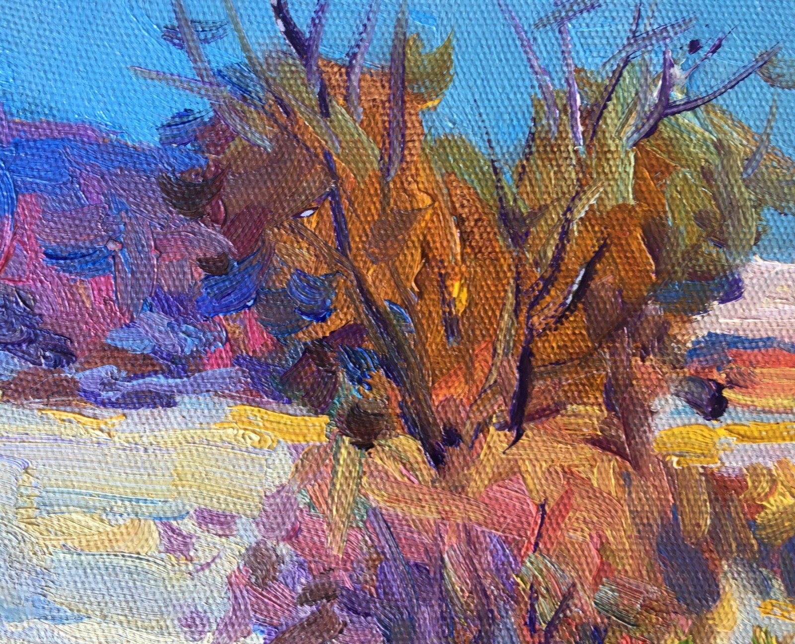 Oil painting winter Ukrainian painter Unframed Cardboard Decor original art