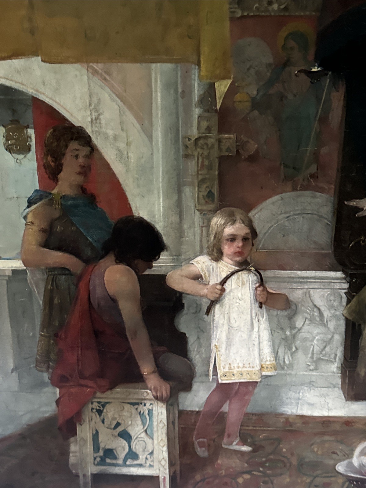 Antique Queen Painting Masterful 19th Century Iconic Interior Oil 1880 Portrait