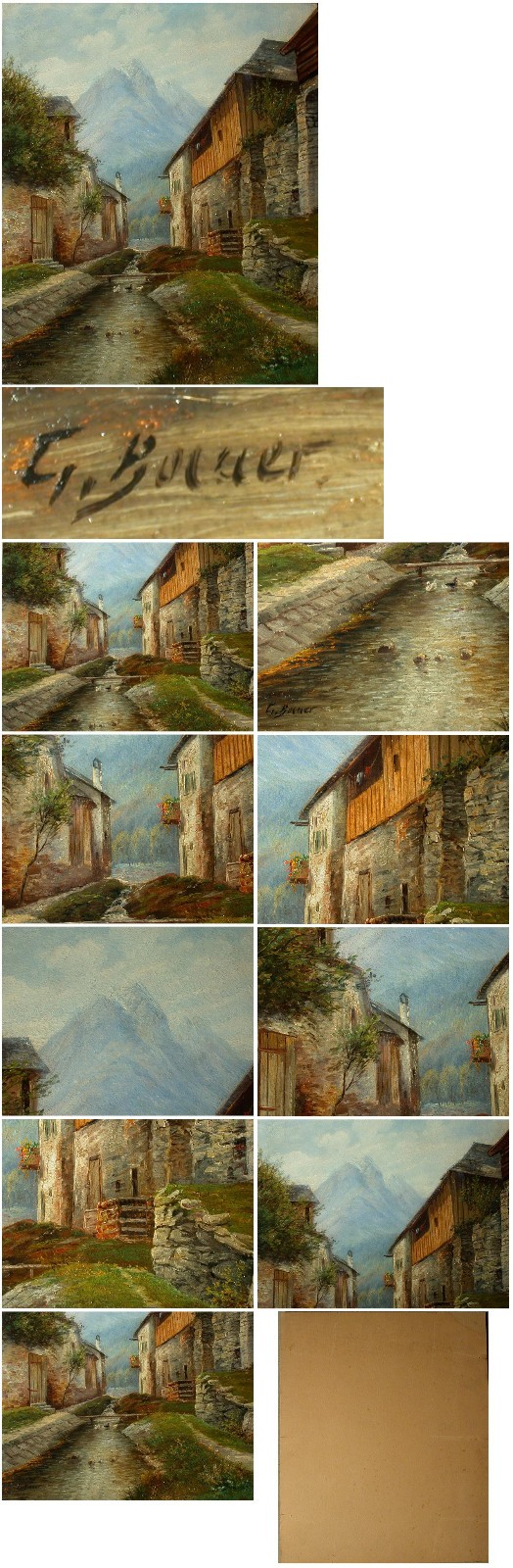 Lambert Bauer (1869 – 1960) Alpine Village with Creek