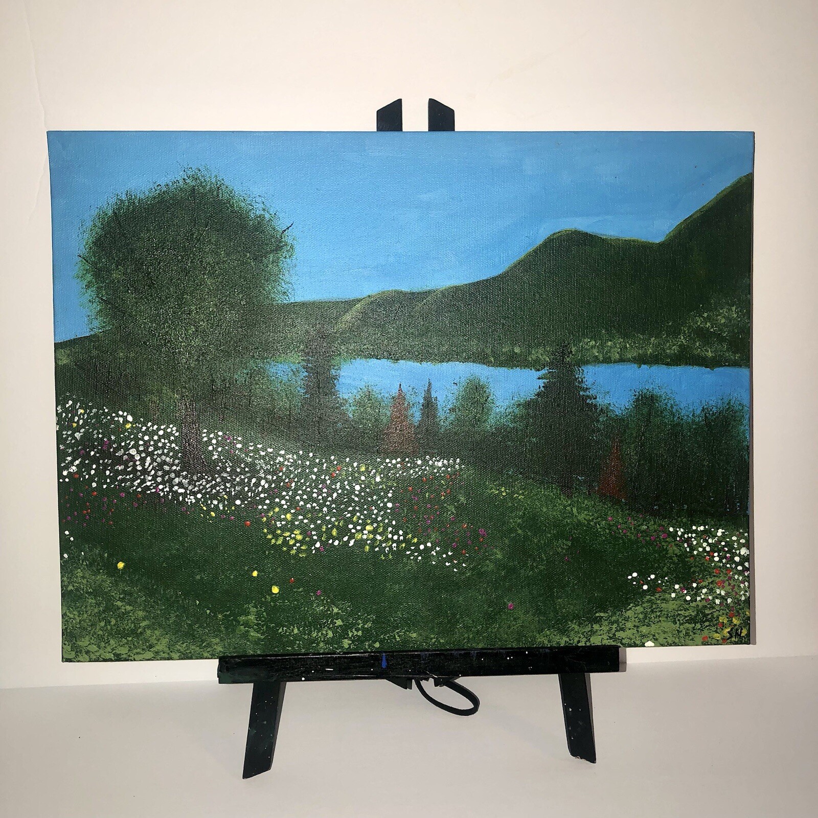 Handmade Acrylic Landscape Meadow Acrylic Painting Wall Art Gift