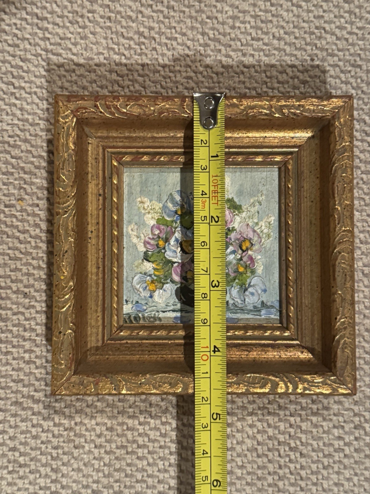1960s Flowers in Vase Framed Textured Impasto Oil Painting – Irene Rozek