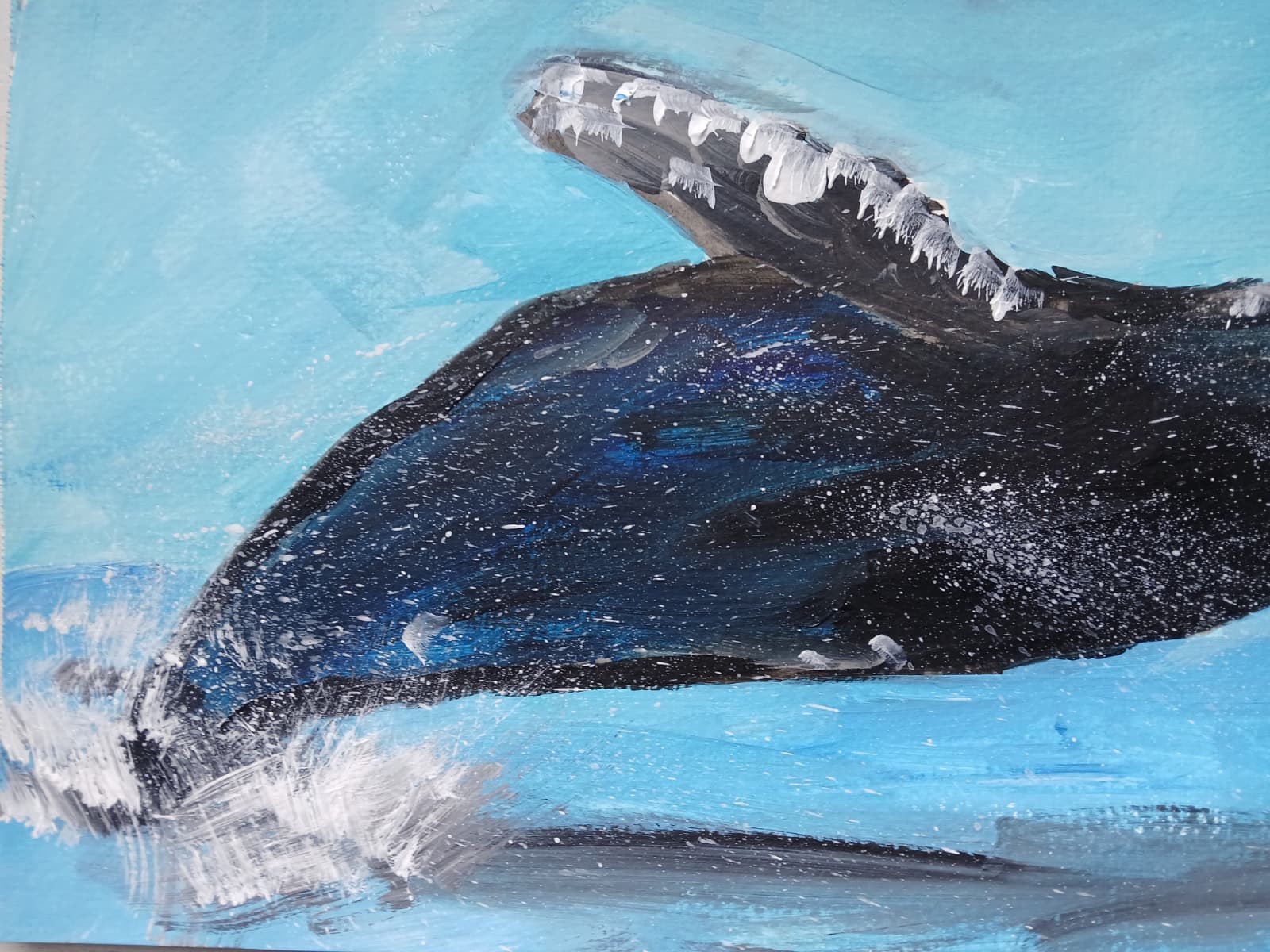Abstract/Expressionism 11×14 Breached Whale -One of a Kind Street Art Painting
