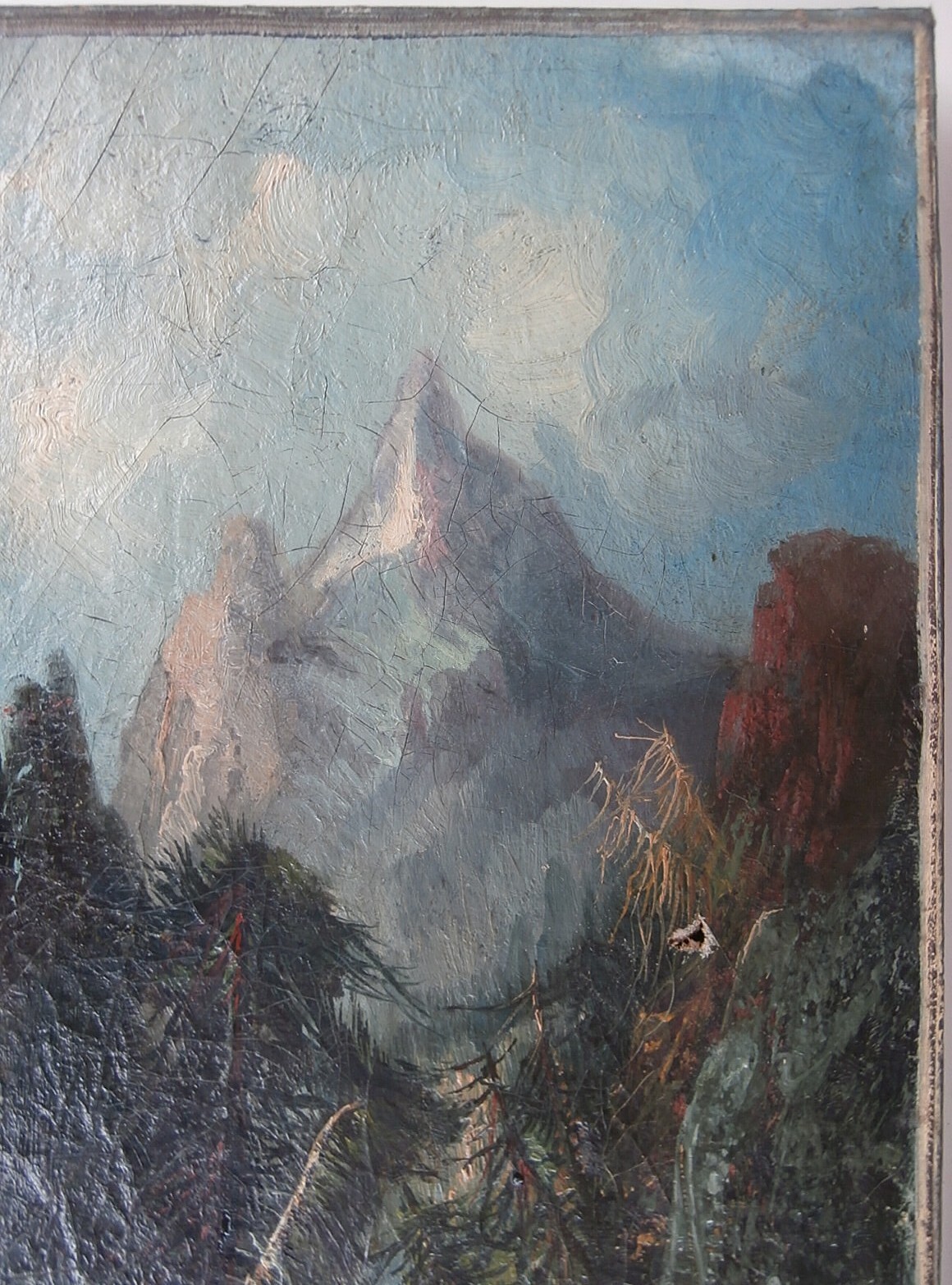 1860s Artist SIGNED «FB» 19th C. PAINTING Frederick Butman ROCKY MOUNTAIN SCHOOL