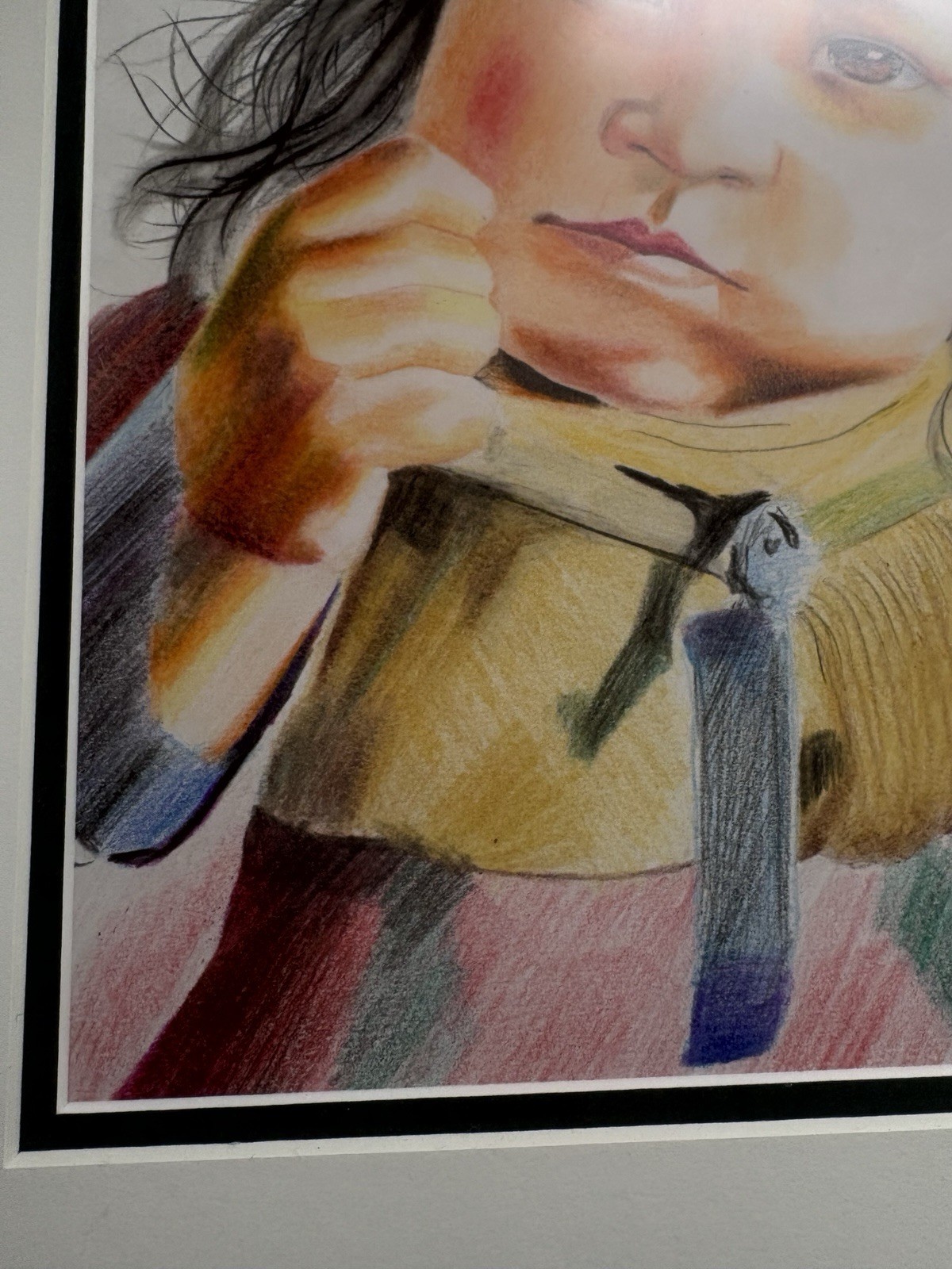 Orig Colored Pencil Portrait of a Peruvian Child, Artist – Mendez, 20 x 16 1/2″