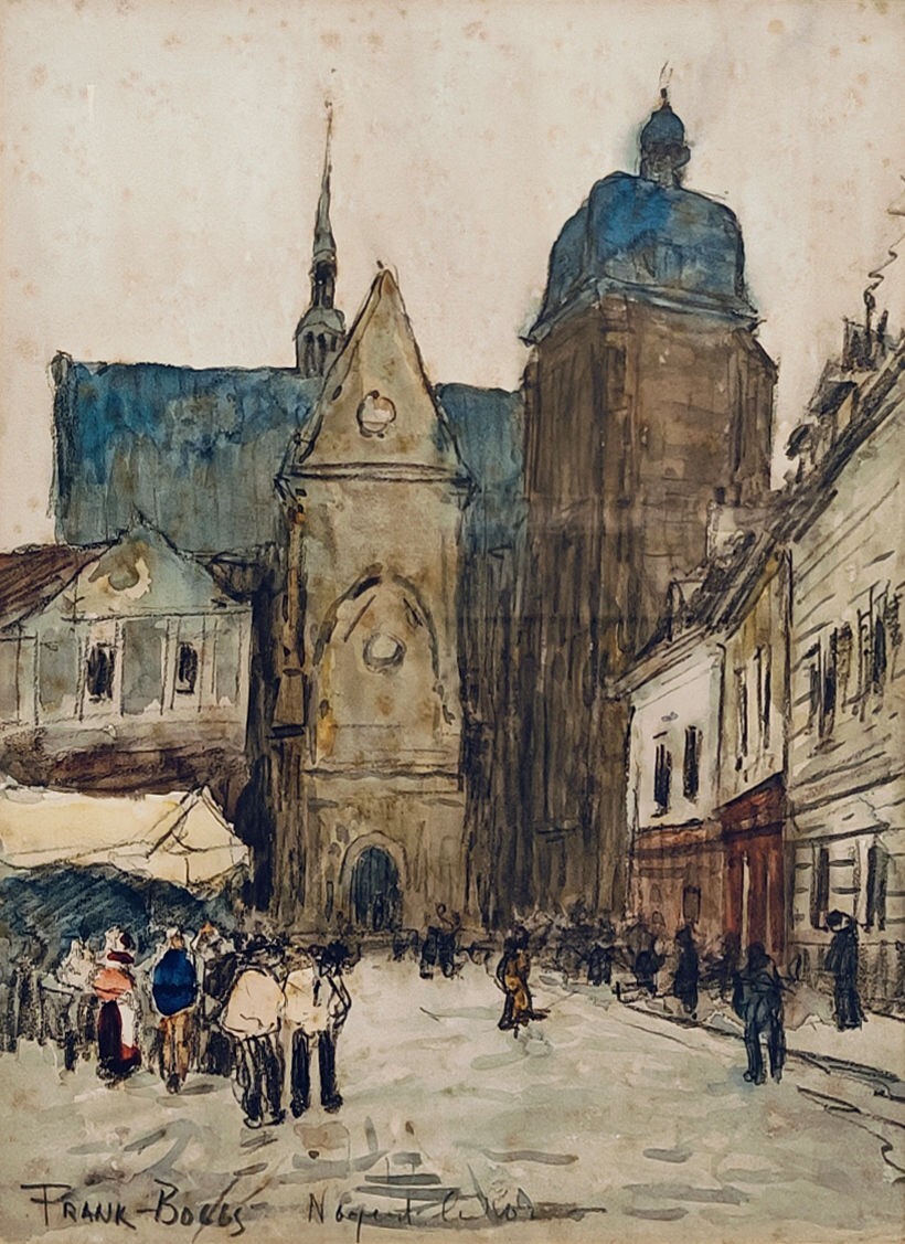 «Nogent-le-Roi» Frank Myers Boggs, French Urban Impressionist Cityscape