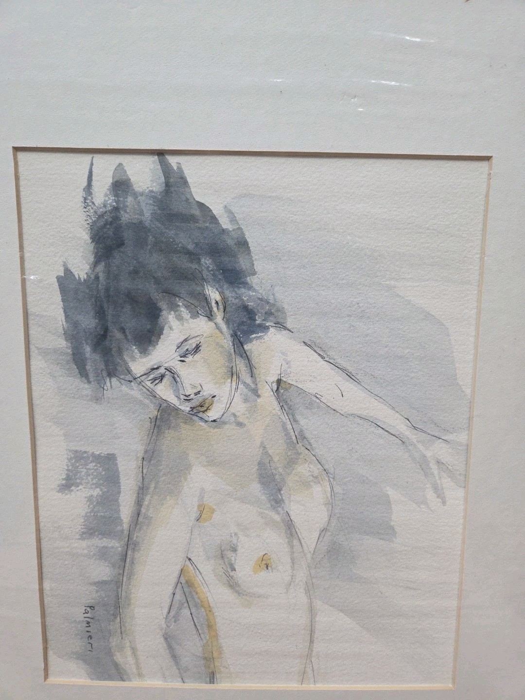 American Artist Frank Palmieri Contemporary Watercolor/Sketch Young Woman
