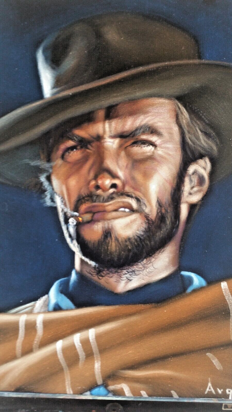 Clint Eastwood by Argo, size 18×24, oil on black velvet A266