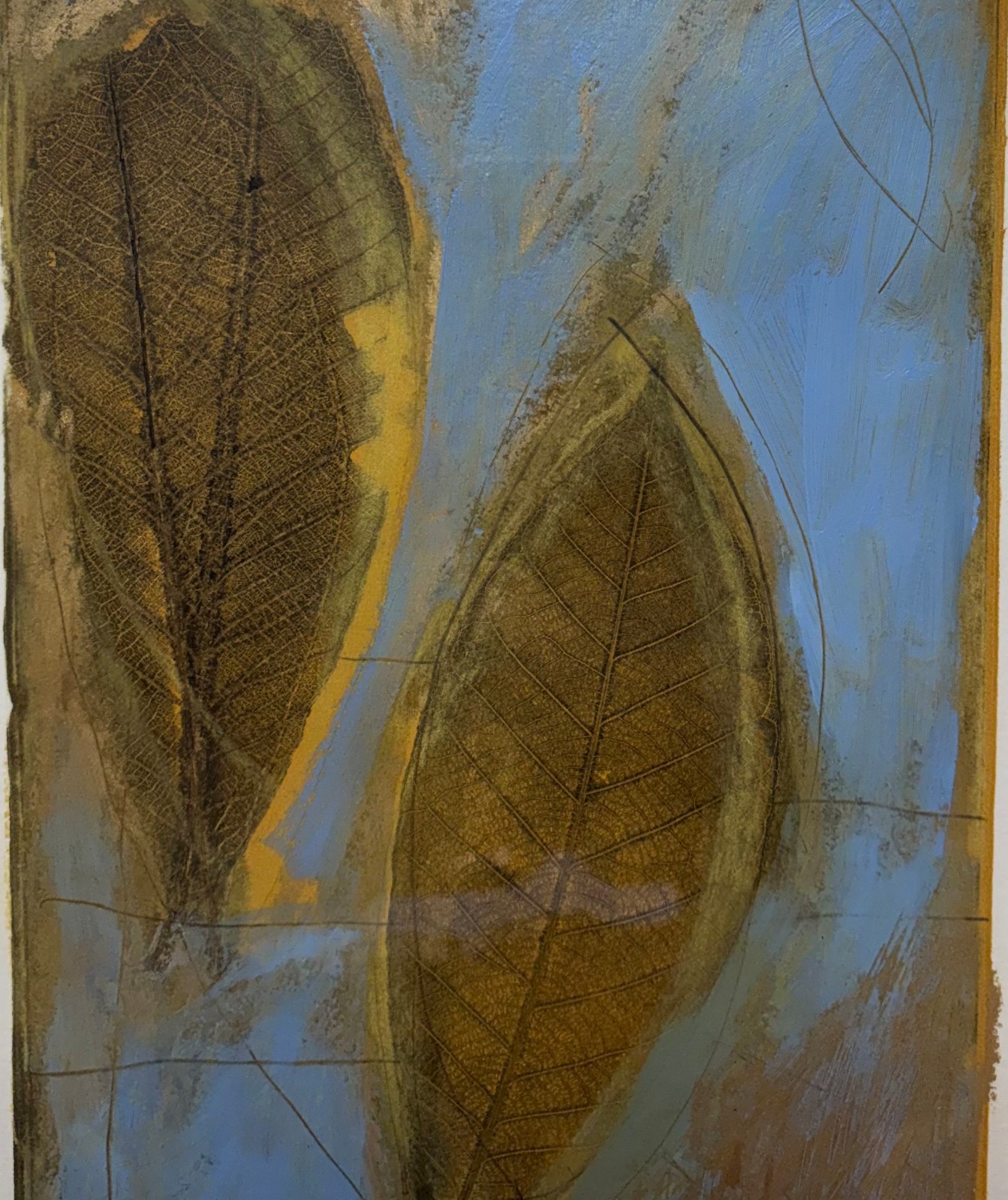 Vintage RESA BLATMAN Leaf Series 15′ Oil PAINTING – Nature & Climate Change Art
