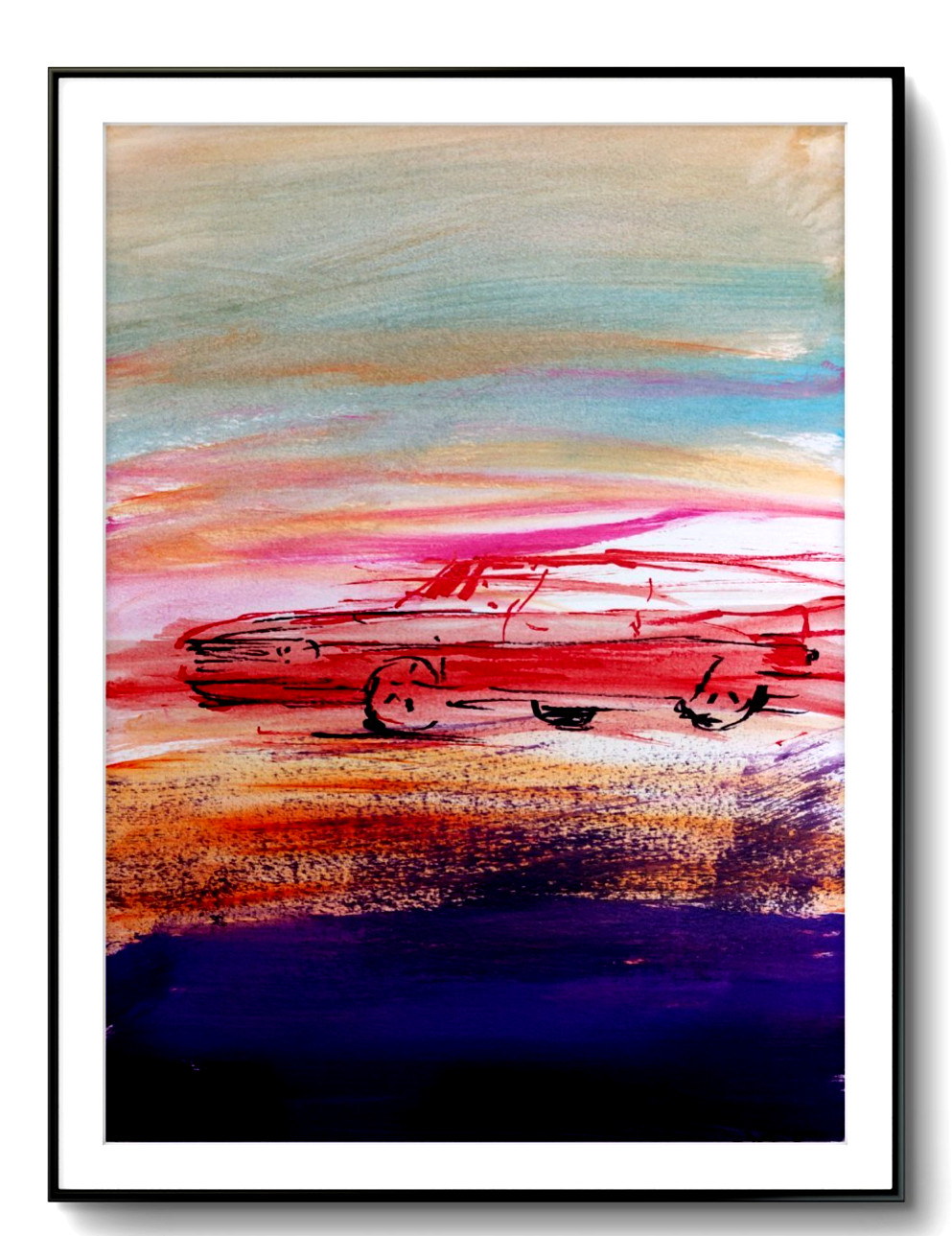 LOVELESS – «GO FAST!» 11 X 15 red car man cave decor