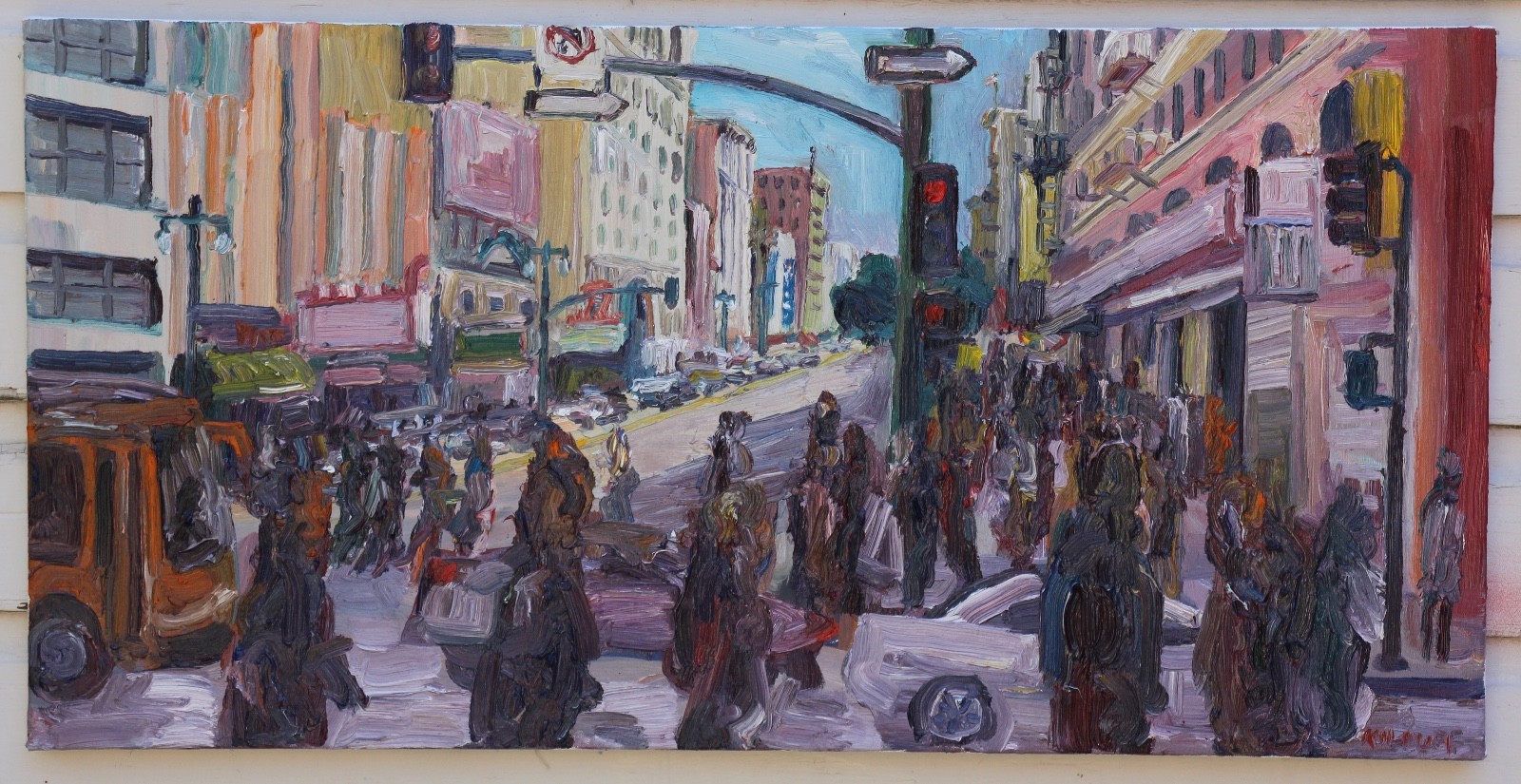 5th & Broadway 18 x 36 Plein Air California Impressionism Oil Grand Prize winner