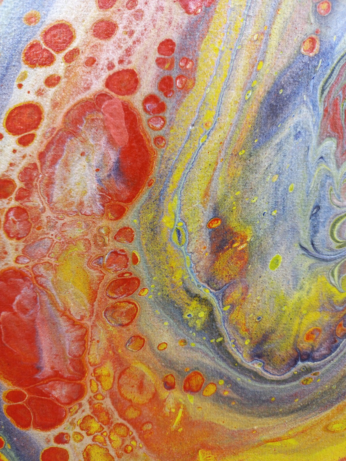 Abstract Red Orange Yellow Fluid Art Acrylic Painting Modern Wall Decor, 16×16