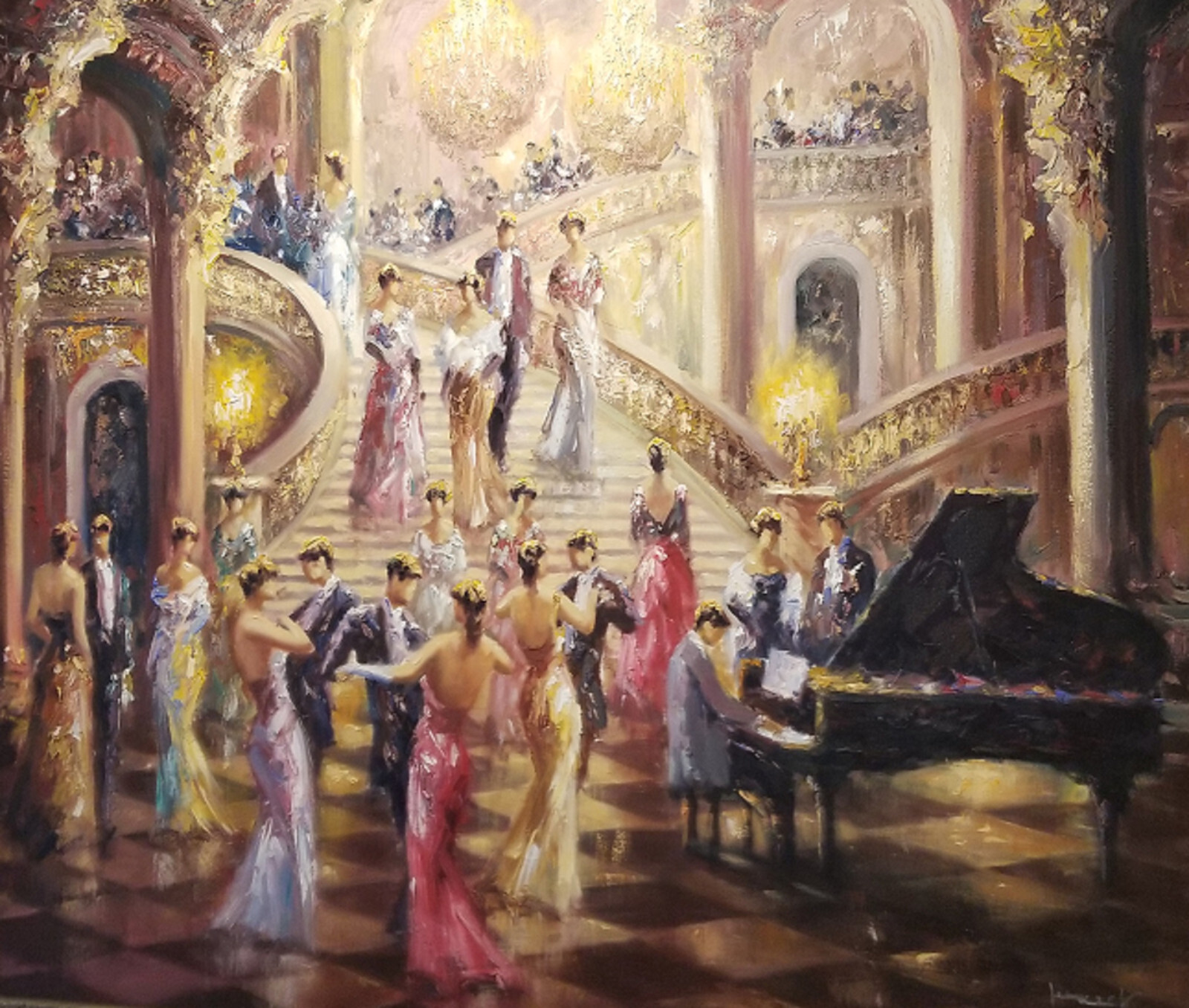 Christian Jereczec-Dance in the Grand Ball Room-Original OIL -27.5″W x 31.5″ H