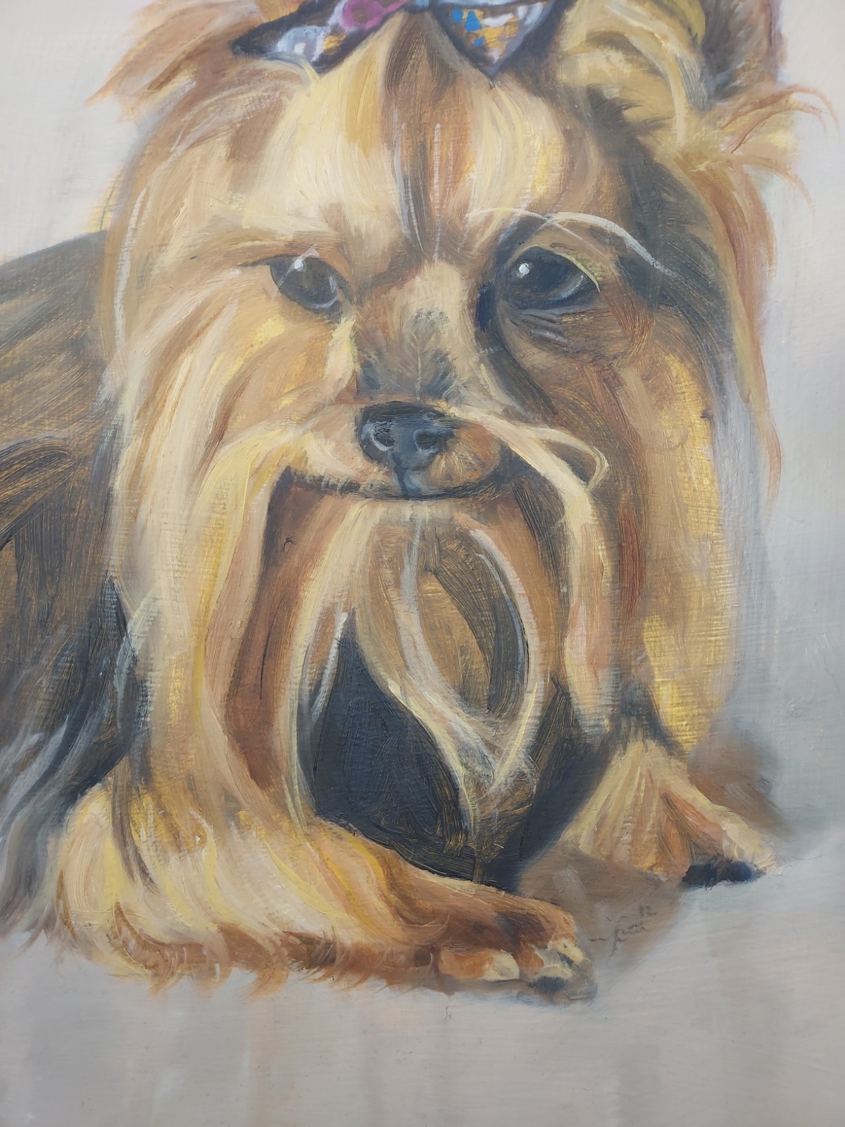 Hand Painted Custom Yorkshire Terrier Pet Portrait Painting Dog Wood Framed