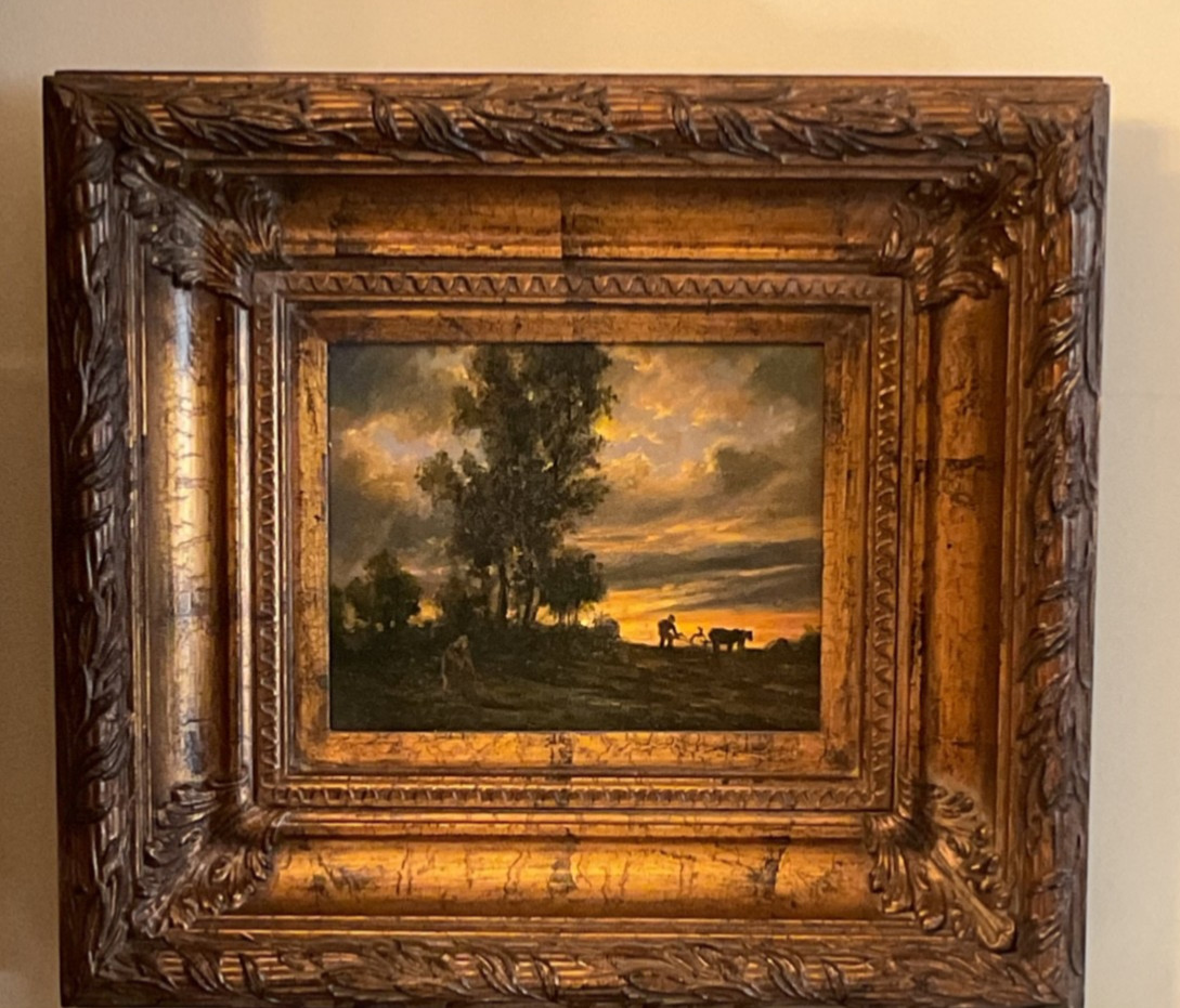 «Landscape With A Plowman» VTG Reproduction by Daly & Heavy Carved Antique Frame