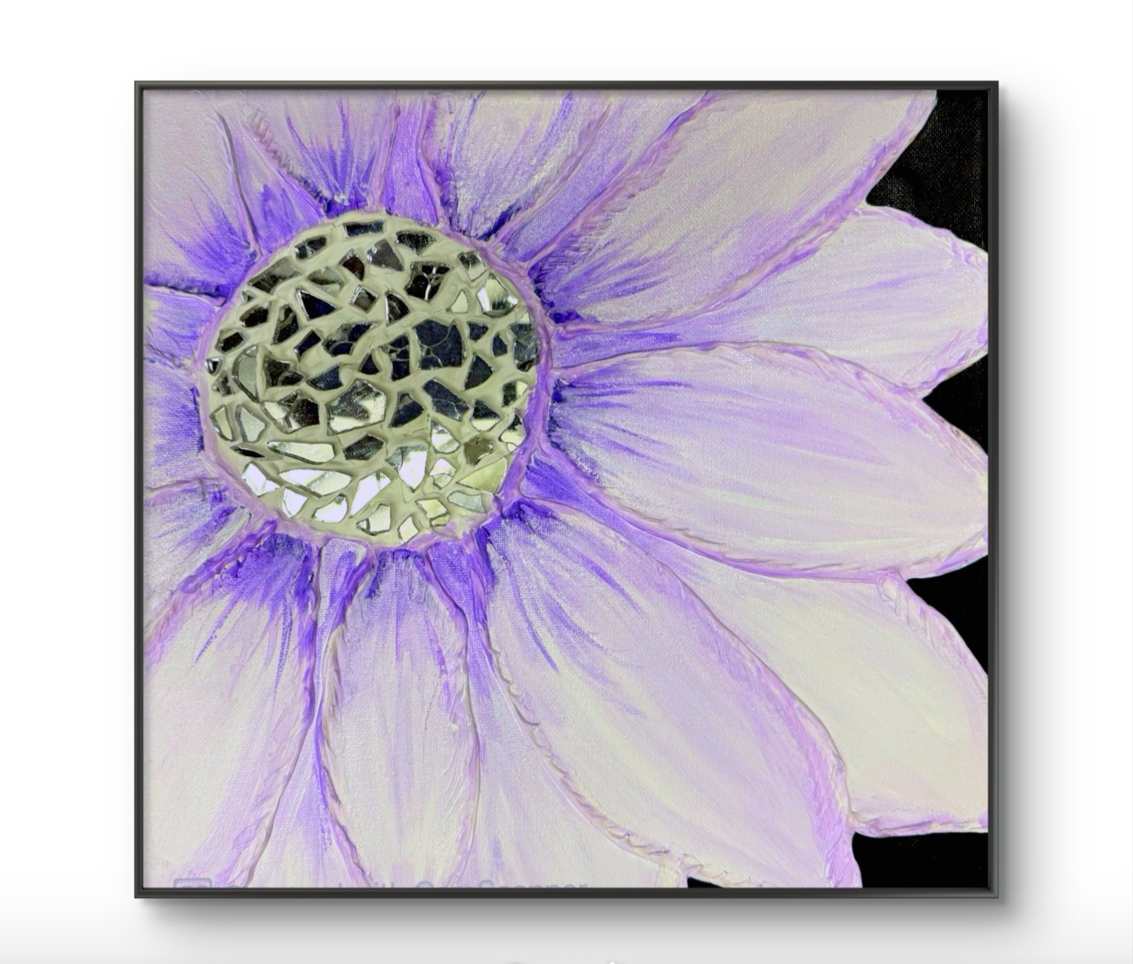 Original Purple Daisy Painting 12×12 Mosaic Flower 3D Textured Abstract Art Deco