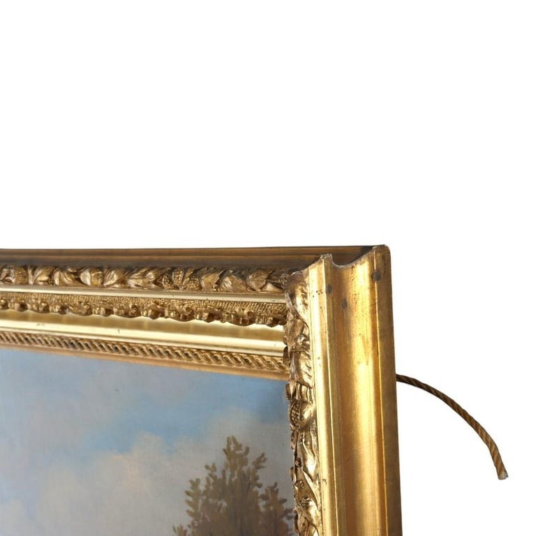 Hudson River School Oil On Canvas Painting Of A River Scene 1890