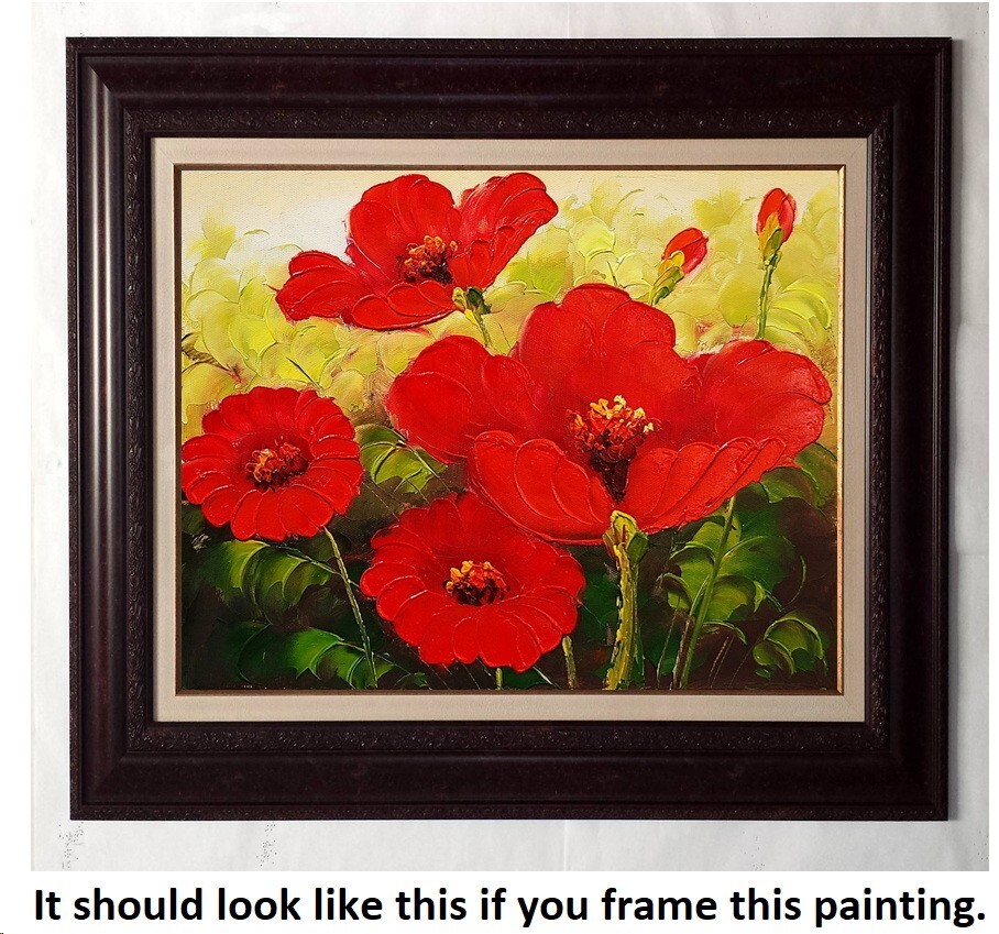 Red Poppy #5C-R1, 8×10 -100% Hand painted Oil Painting on Canvas, Canvas only