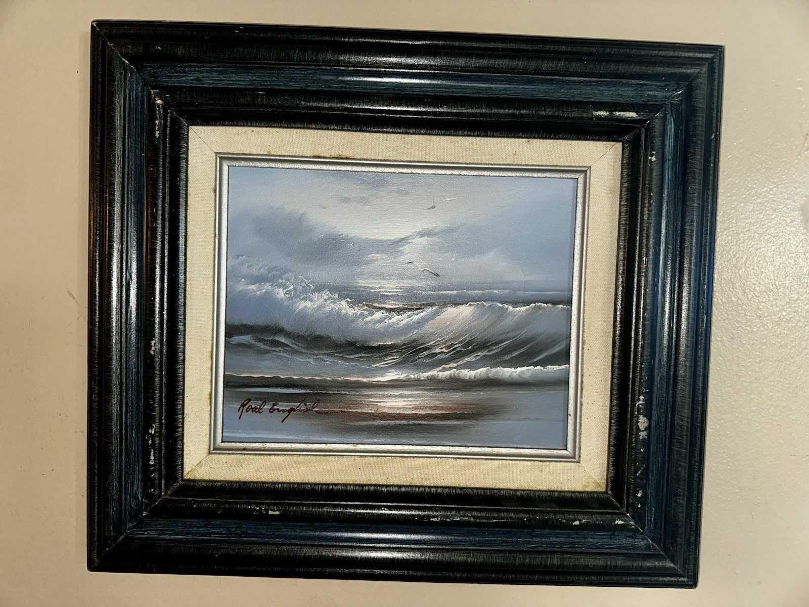 Vintage Midcentury Roal English Ocean Waves Seascape Original Painting Artwork