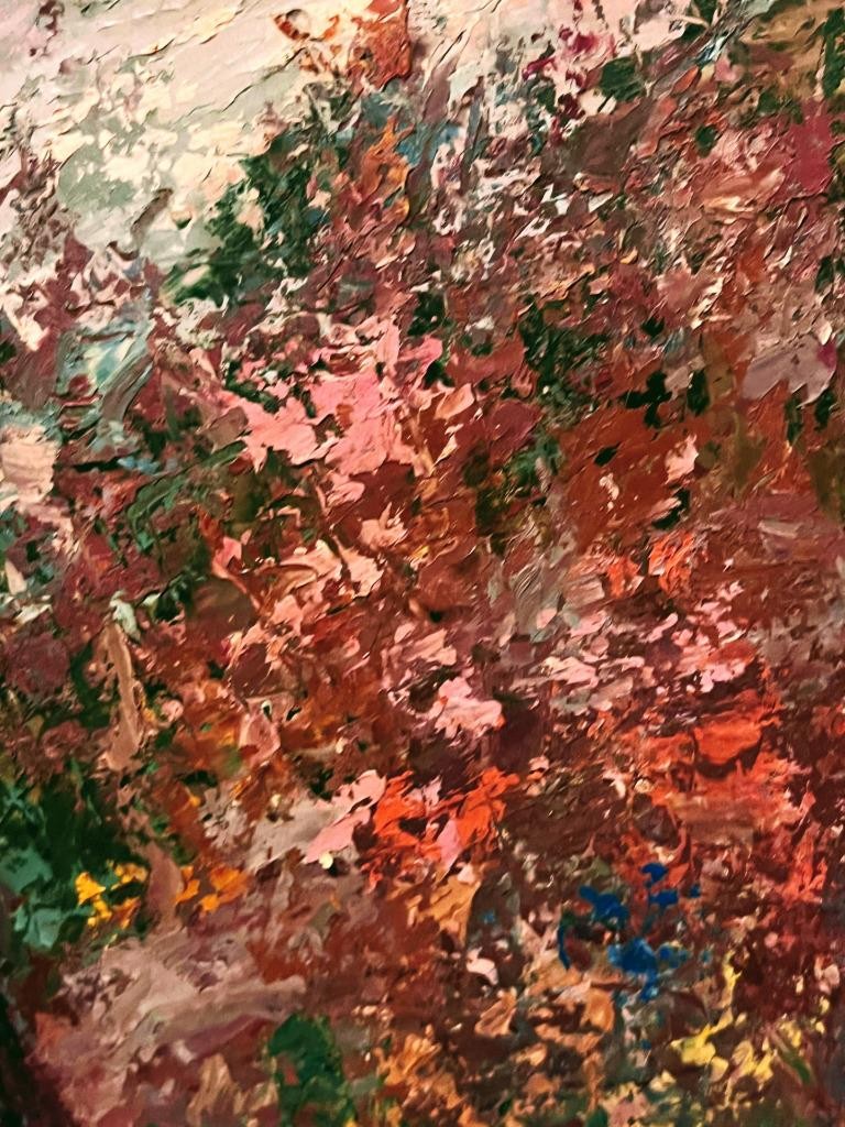 Old 1959 Expressionist Impressionist Landscape Oil Painting Trees Artist Signed