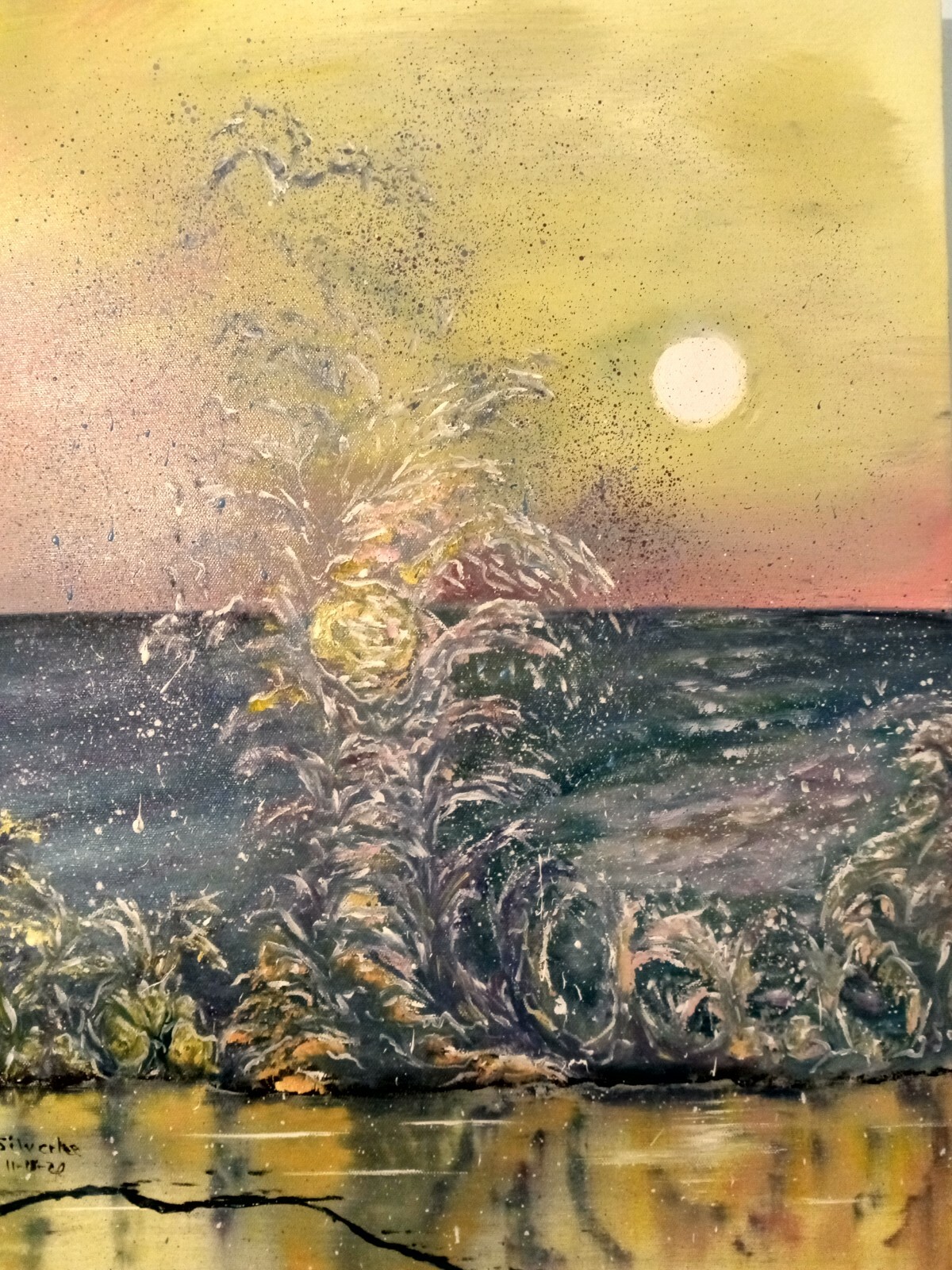 Unique Original Oil 18x24x1&3/8 Beach Landscape  Waves  «Splash»