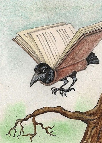 5×7 PRINT OF PAINTING CROW RAVEN RYTA BOOK ART FANTASY Folk pagan Halloween 🌗